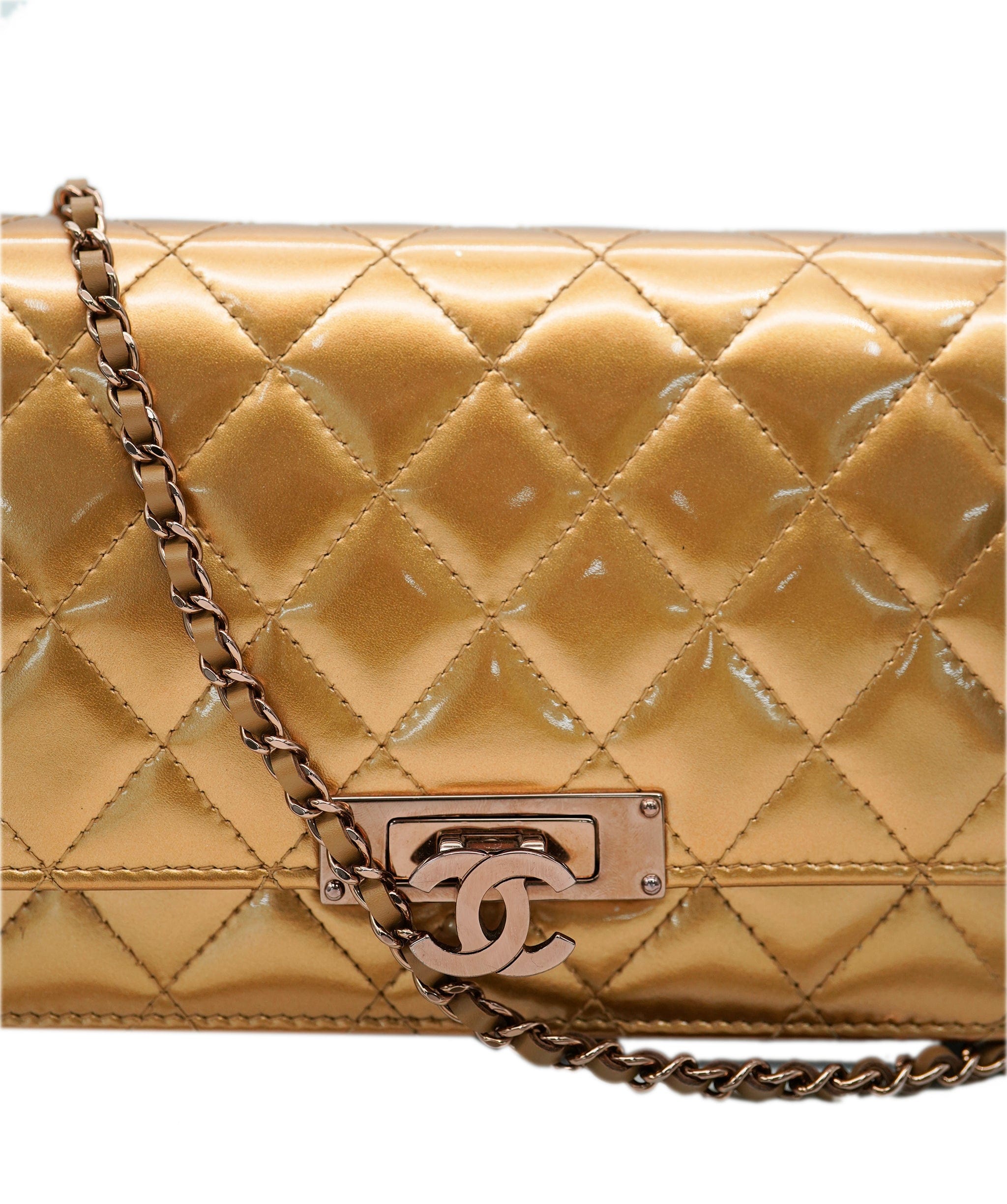 Chanel Bronze Patent Leather Golden Class WOC Wallet on Chain RJC3028