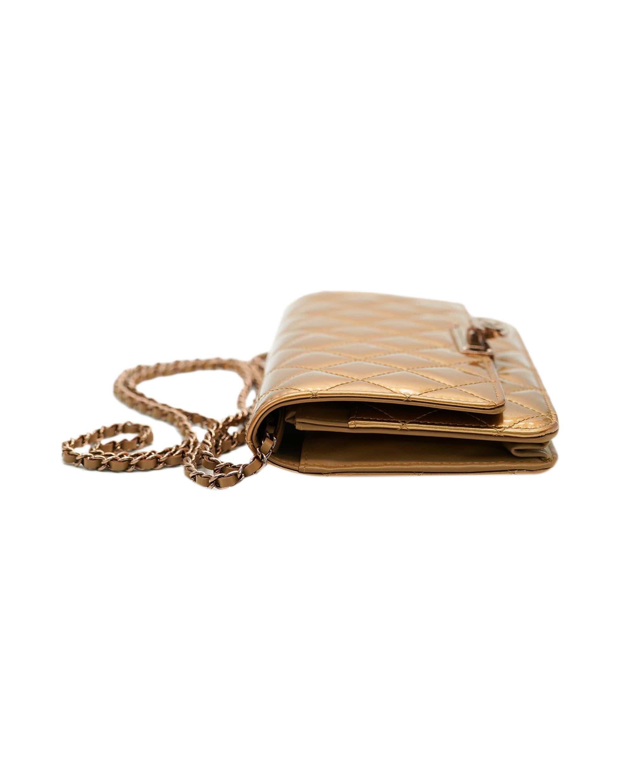 Chanel Bronze Patent Leather Golden Class WOC Wallet on Chain RJC3028