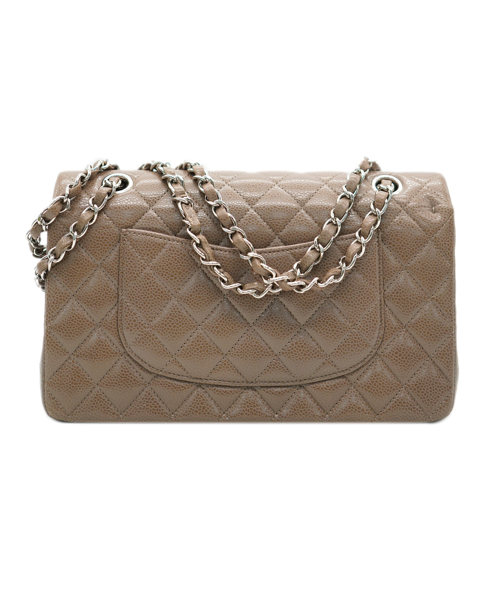 Chanel caviar light brown classic flap with SHW - AJC0790