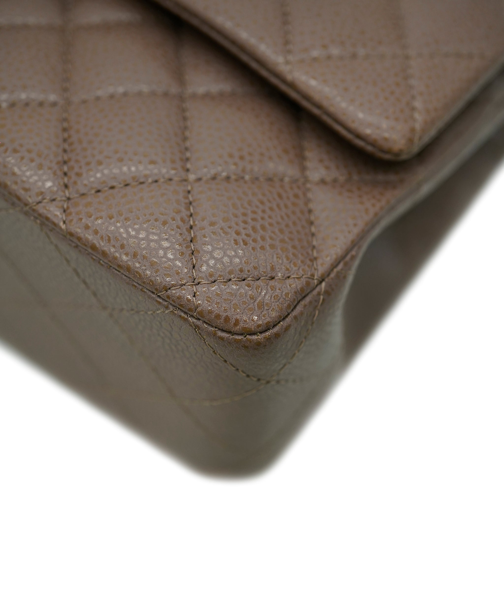 Chanel caviar light brown classic flap with SHW - AJC0790