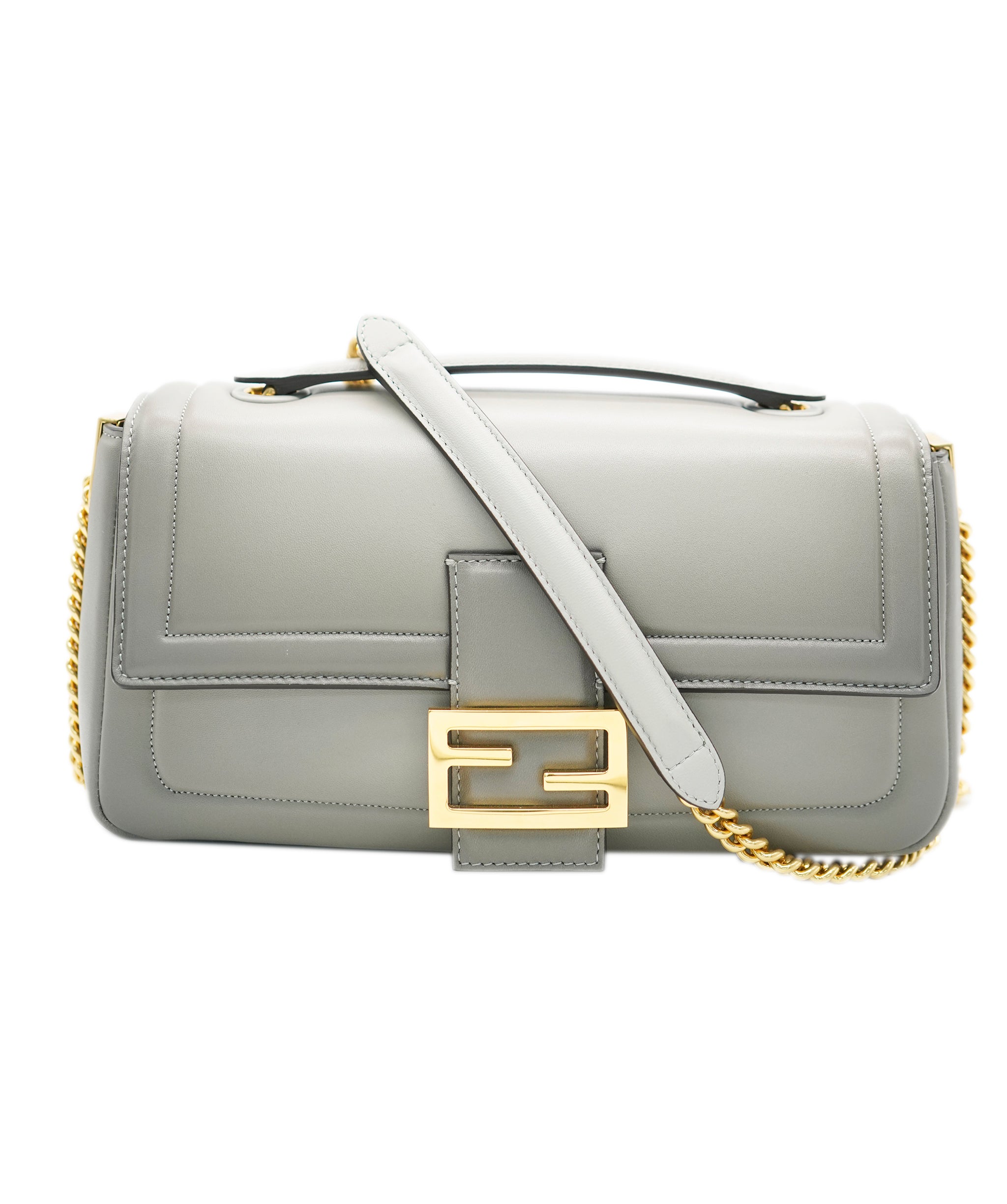 Fendi grey leather baguette bag with GHW - AJC0789