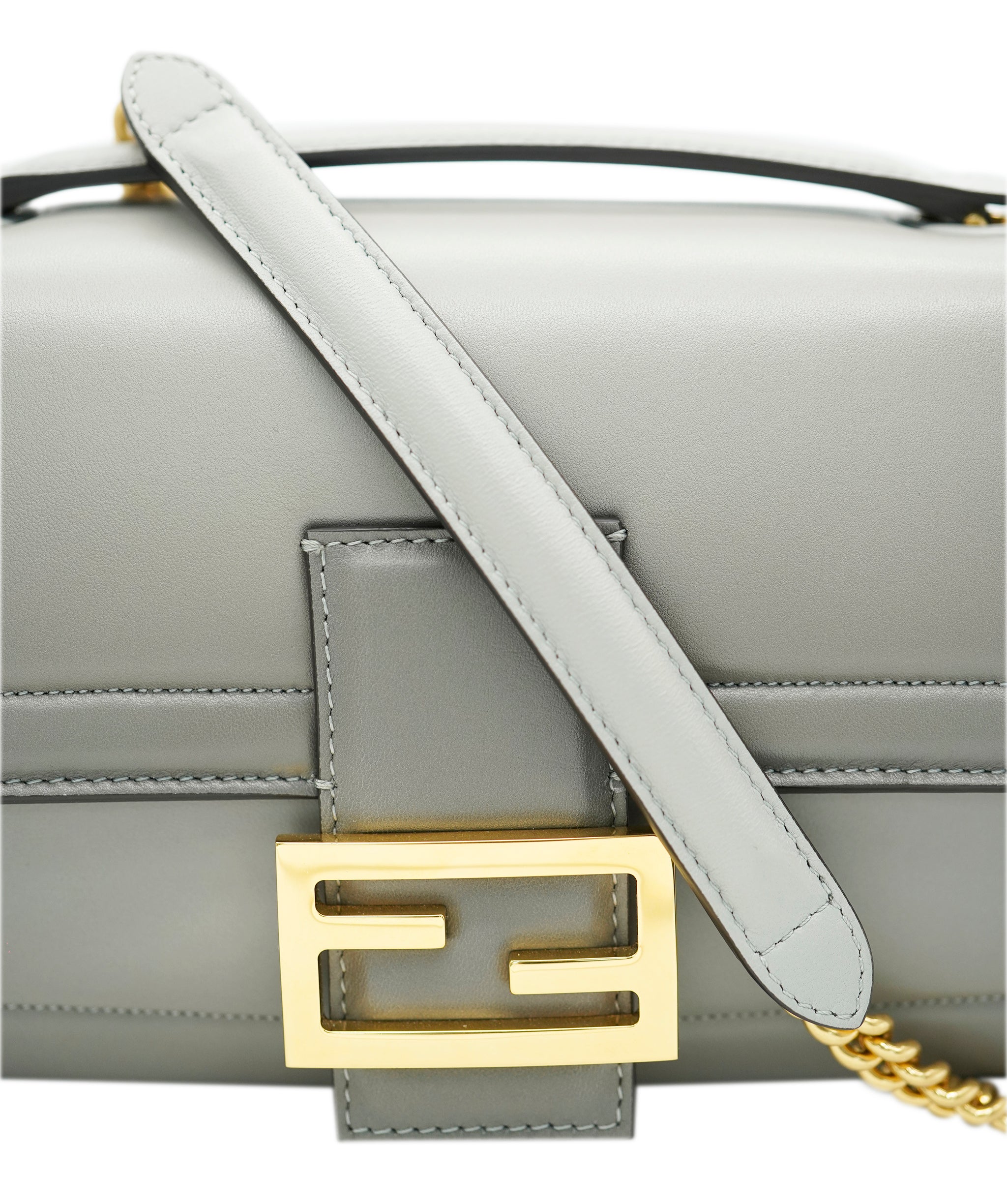 Fendi grey leather baguette bag with GHW - AJC0789