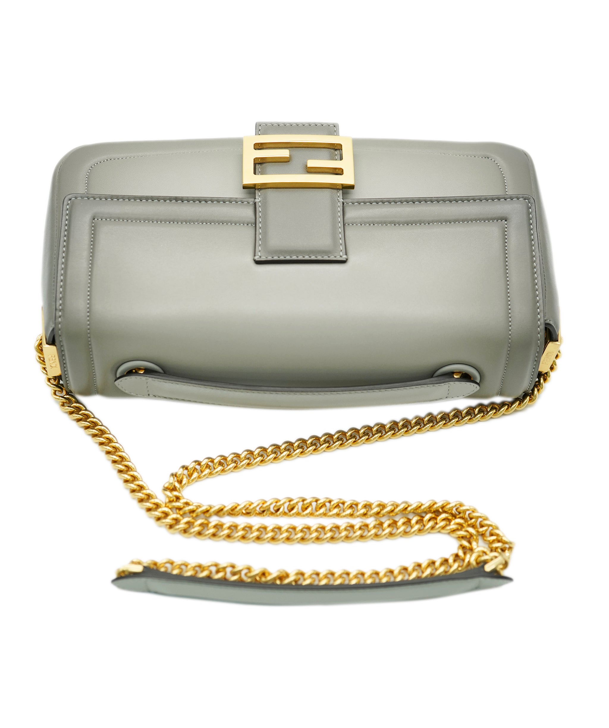 Fendi grey leather baguette bag with GHW - AJC0789