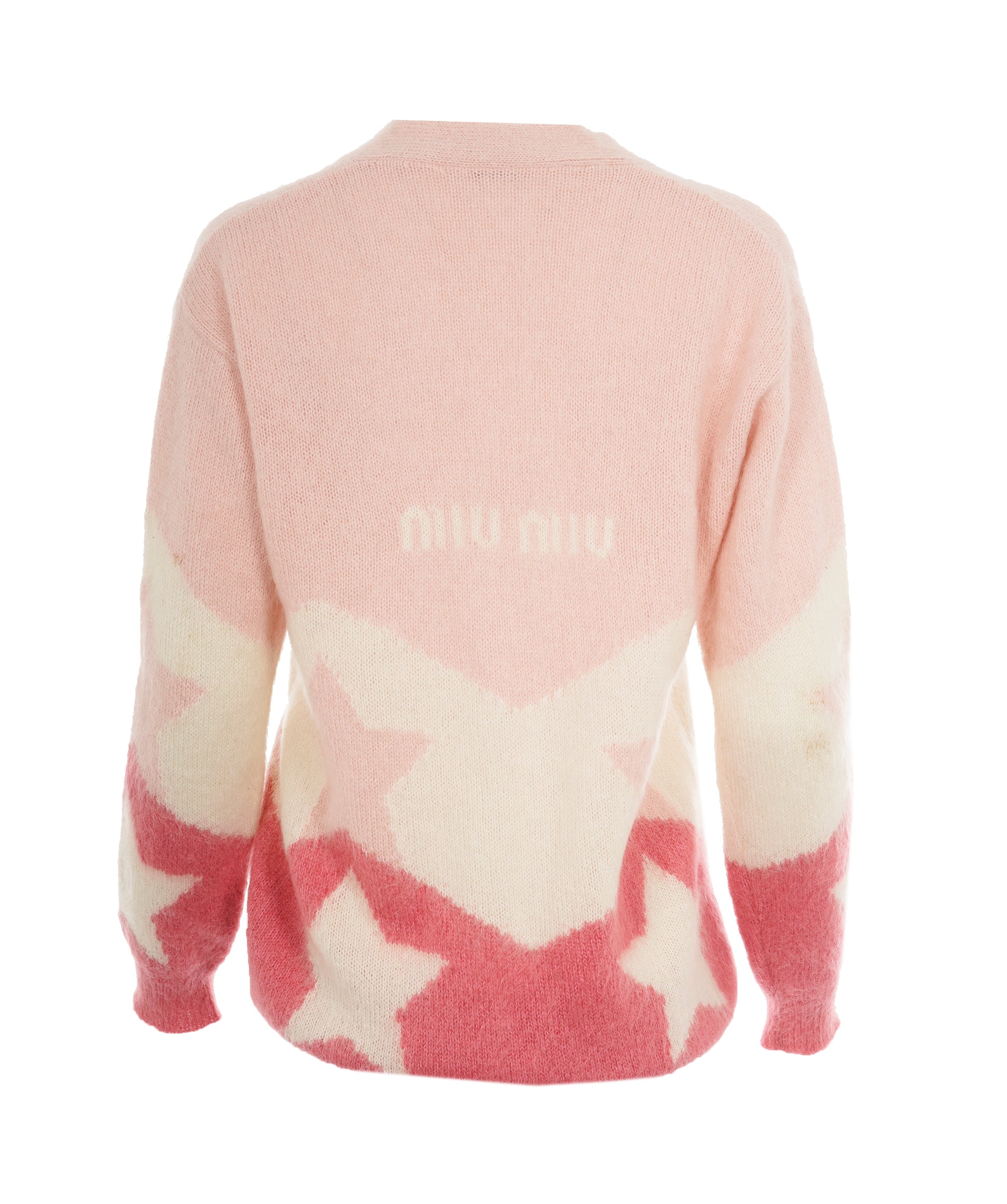 Miu Miu 21 Pink Mohair Blend Star Longline Oversized Cardigan ALC1859