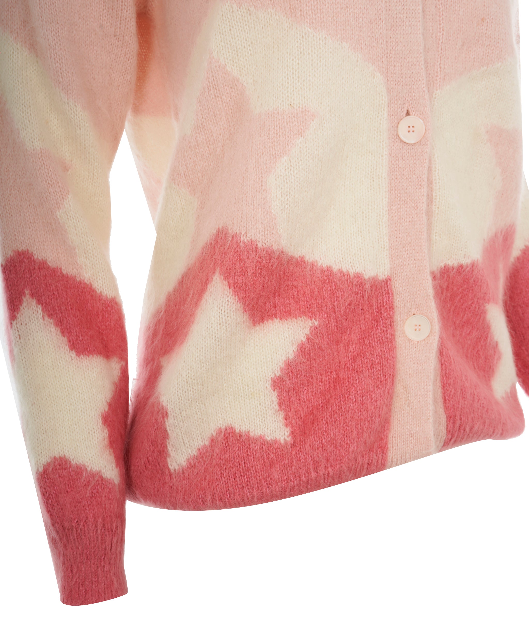 Miu Miu 21 Pink Mohair Blend Star Longline Oversized Cardigan ALC1859