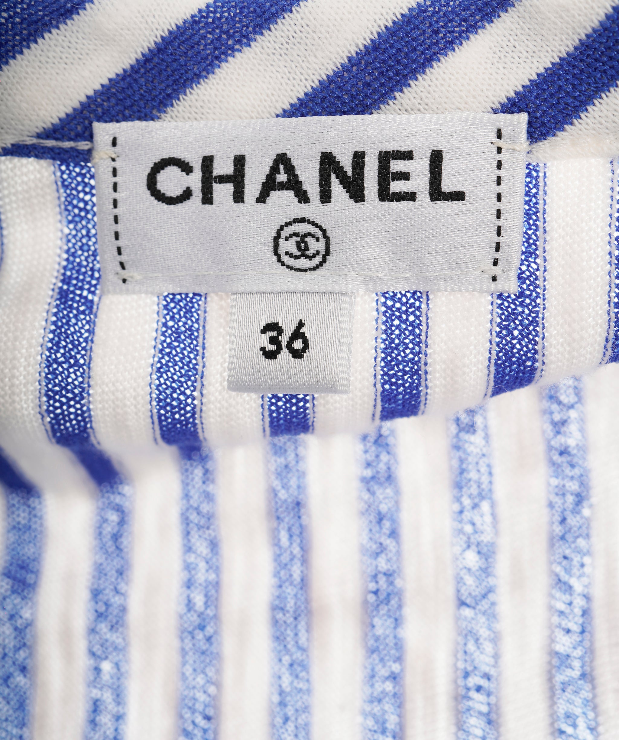 Chanel 19C La Pausa Blue Striped CC Rushed T-Shirt Dress ALC1858