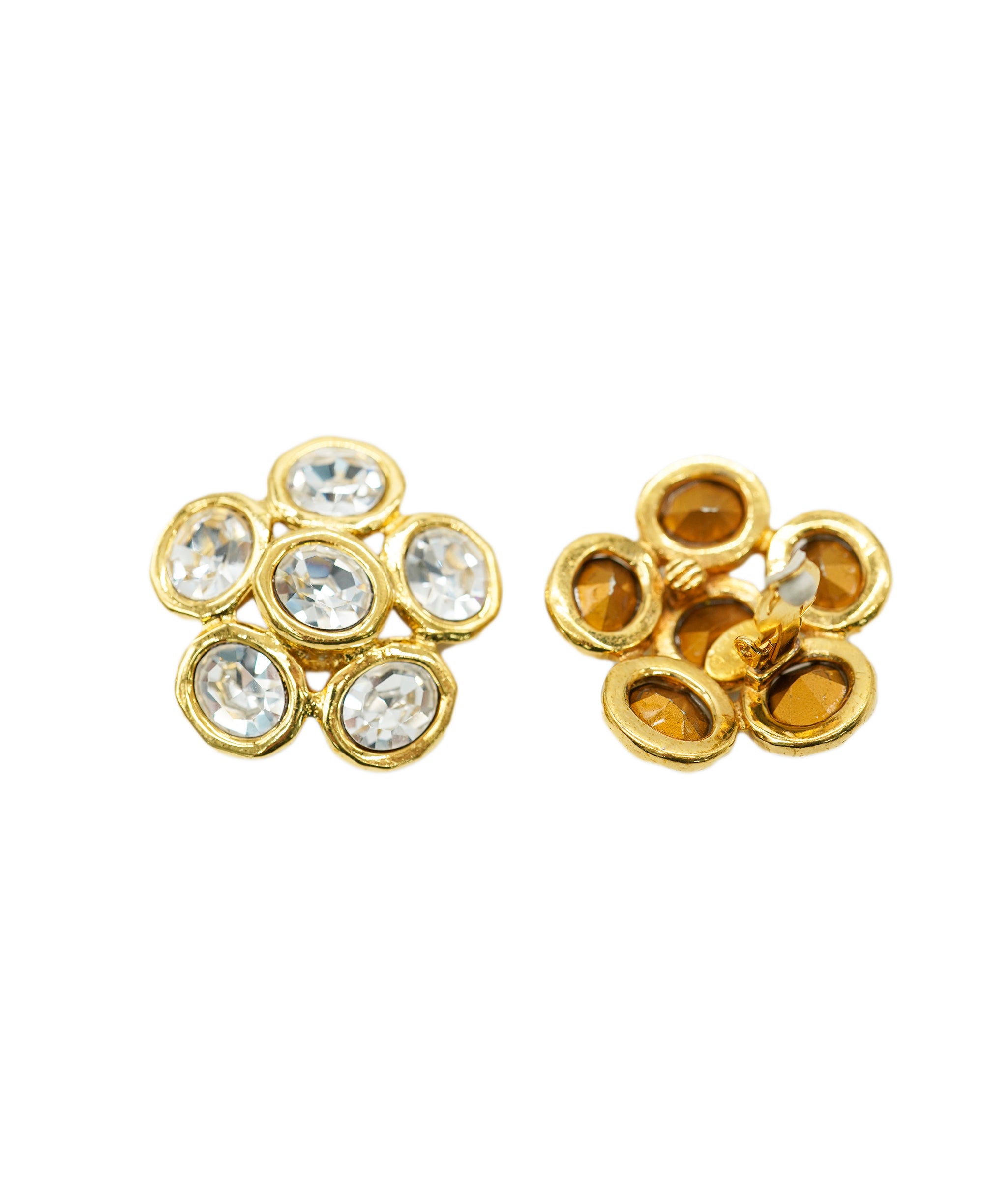 Chanel gold diamante flower earrings collection 28 - coming by itself  - AJC0735