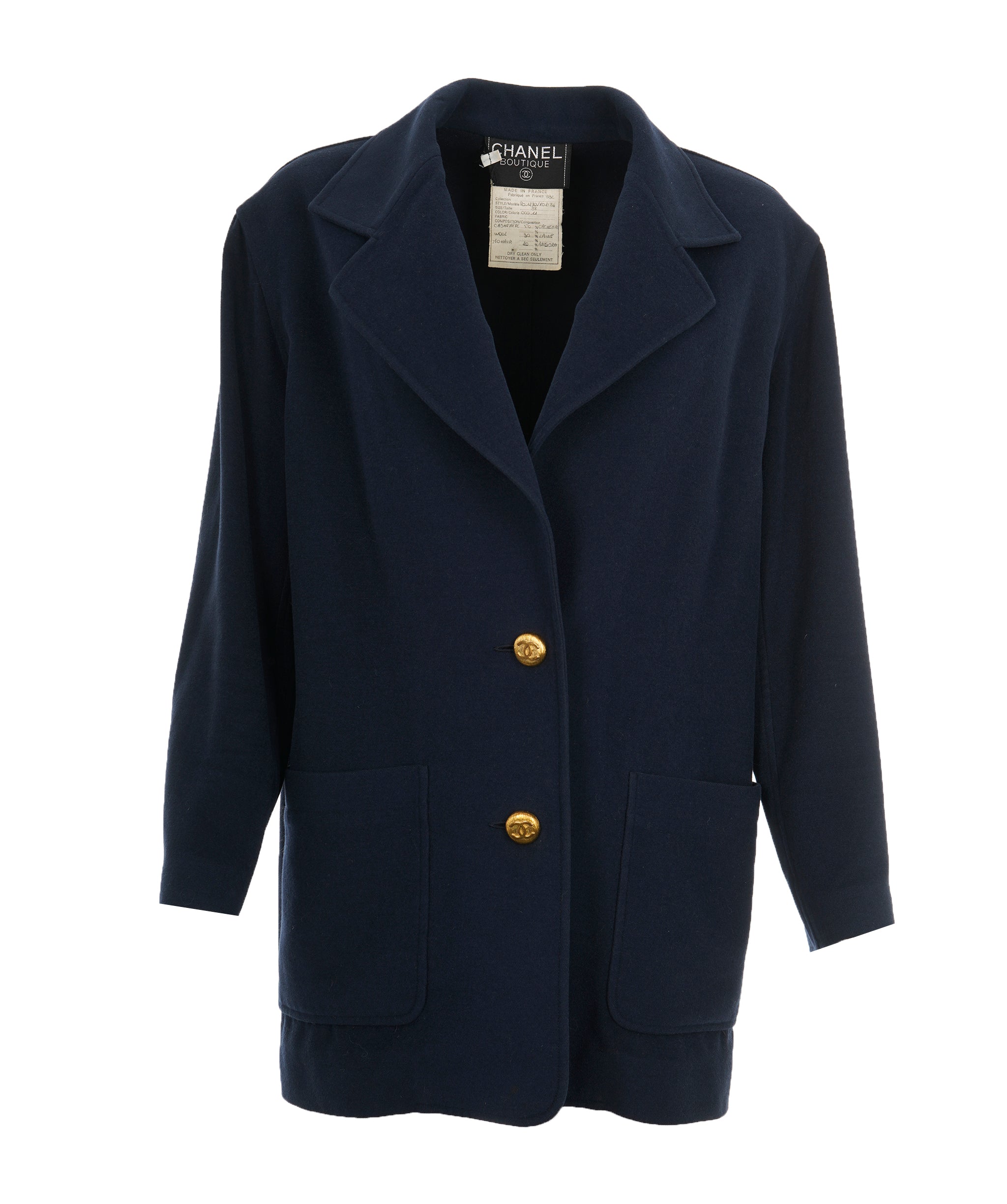 Chanel 93C navy cashmere jacket size 38  - AJC0711