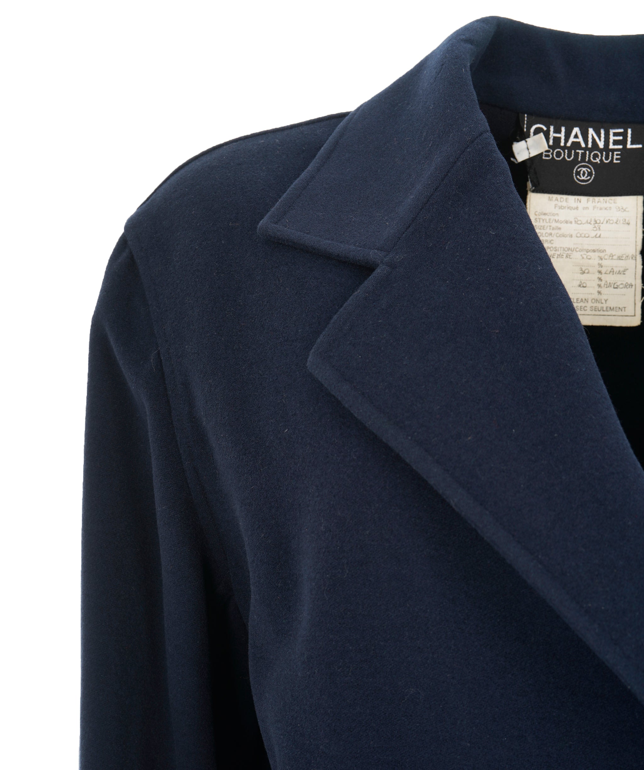 Chanel 93C navy cashmere jacket size 38  - AJC0711