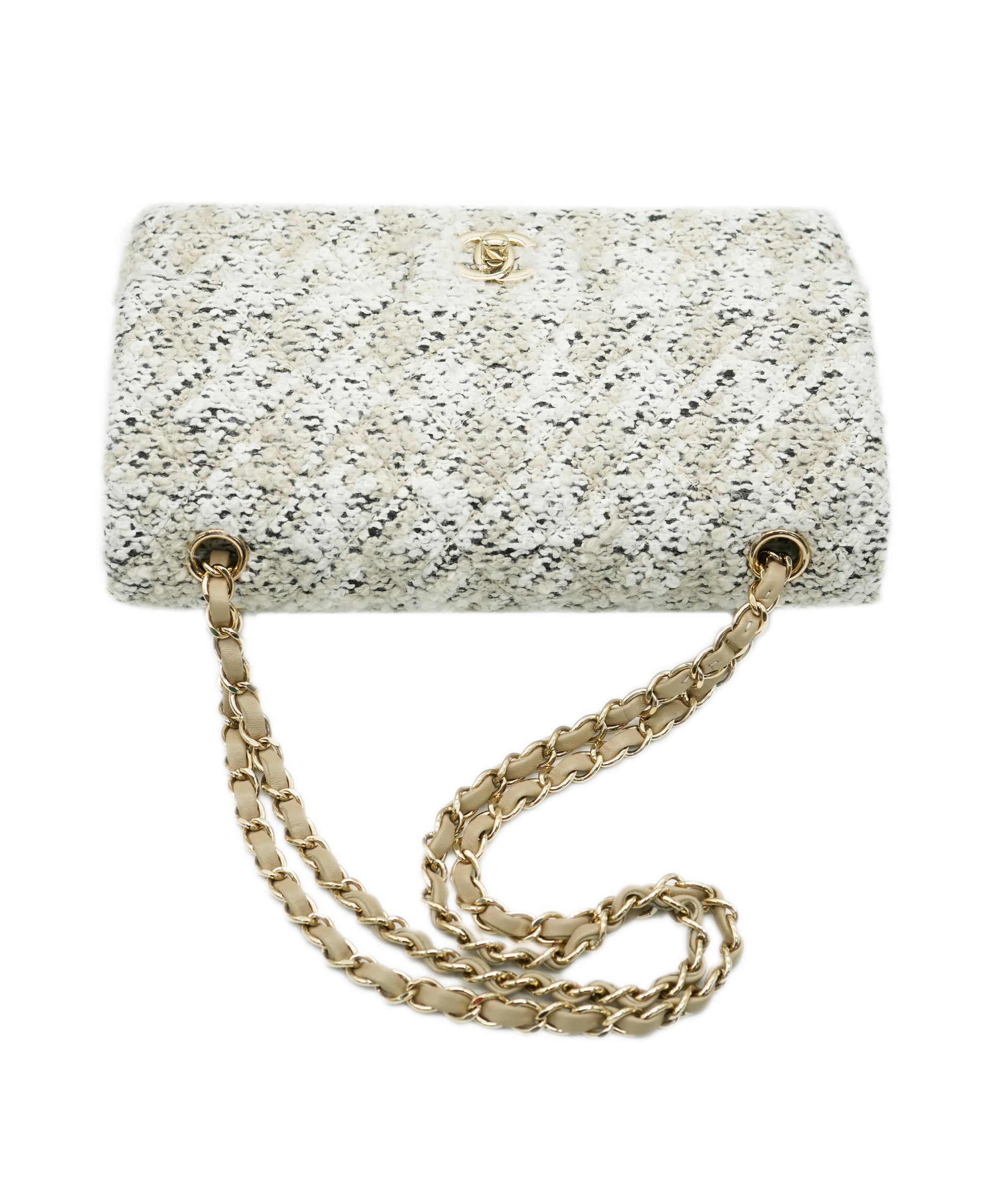 CHANEL MATELASSE CHAIN SHOULDER BAG TWEED BEIGE 90248365 DBXS0666