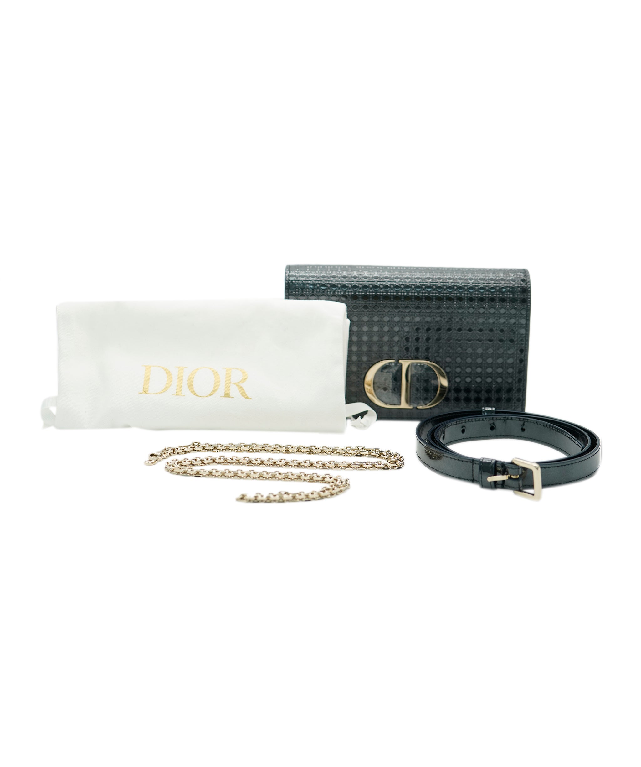 Dior black CD patent chained pouch  AVC2137