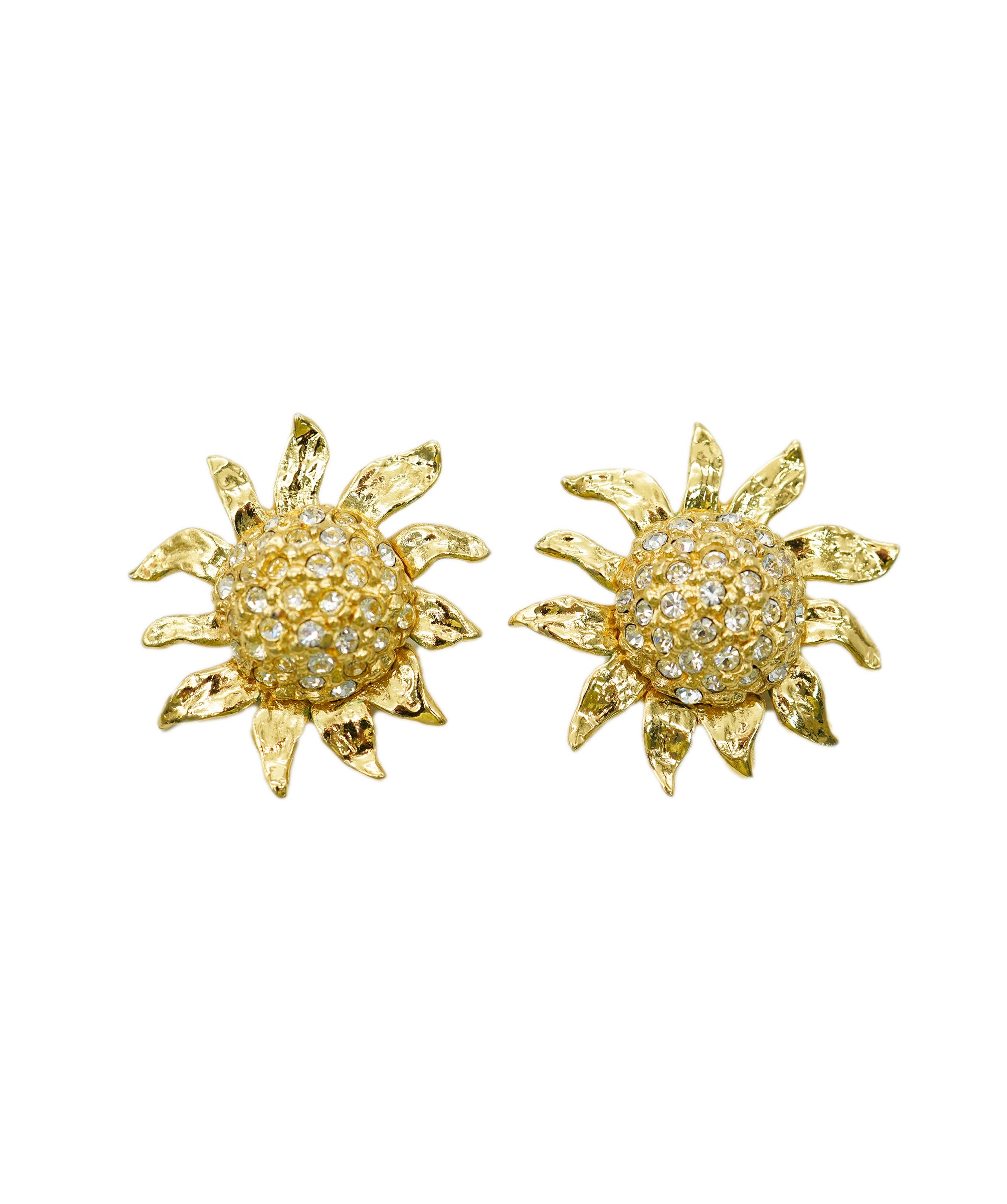 YSL gold and strass sunflower earrings AGC1761