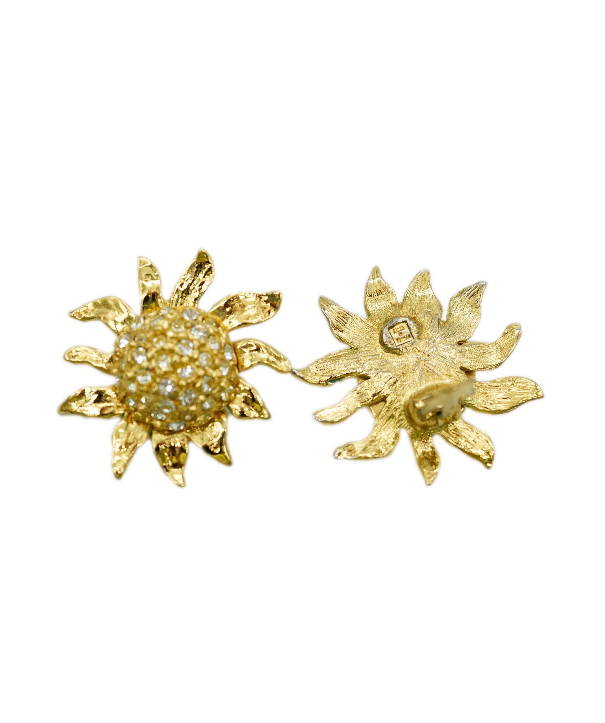 YSL gold and strass sunflower earrings AGC1761