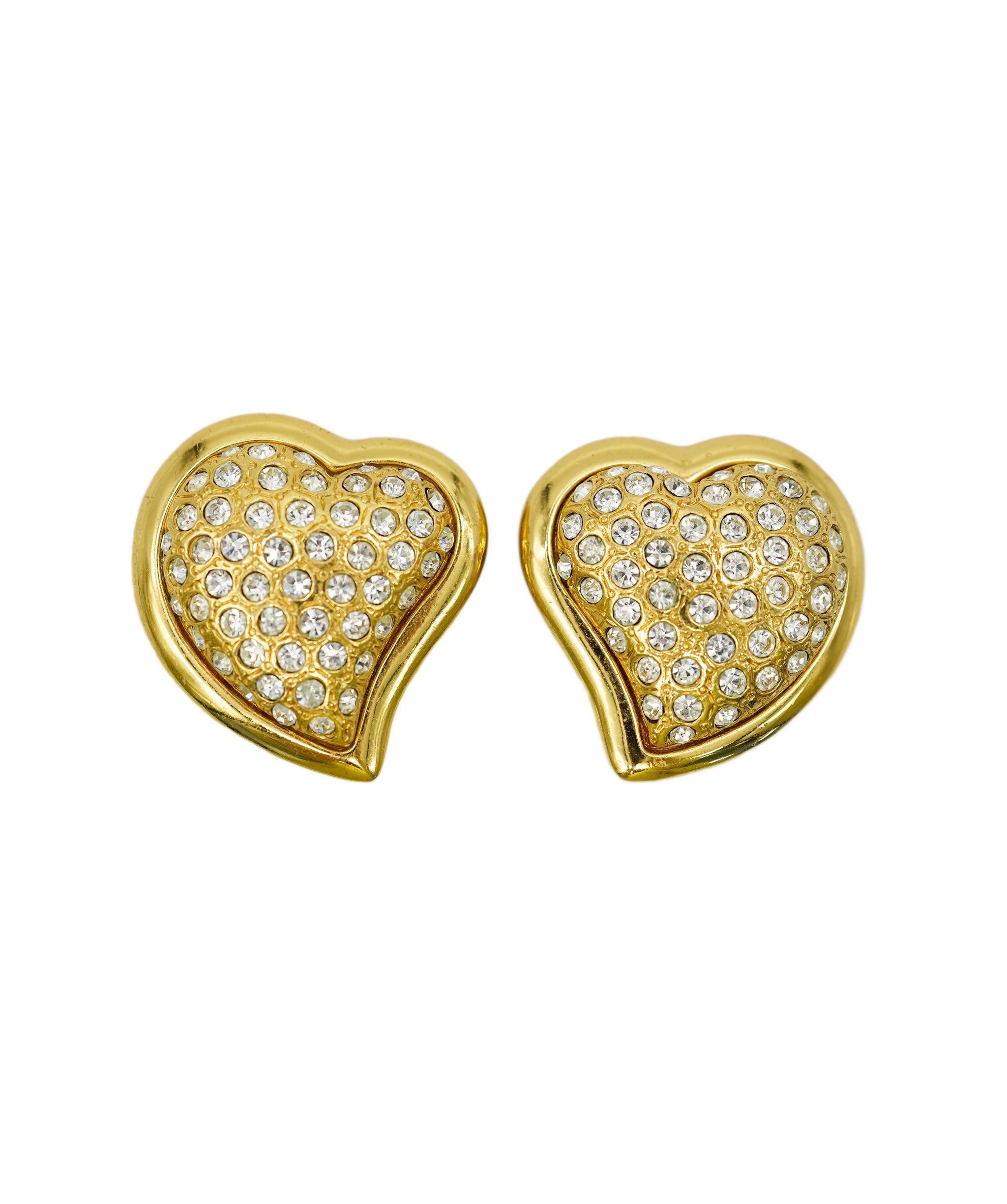 YSL gold and strass heart earrings AGC1762