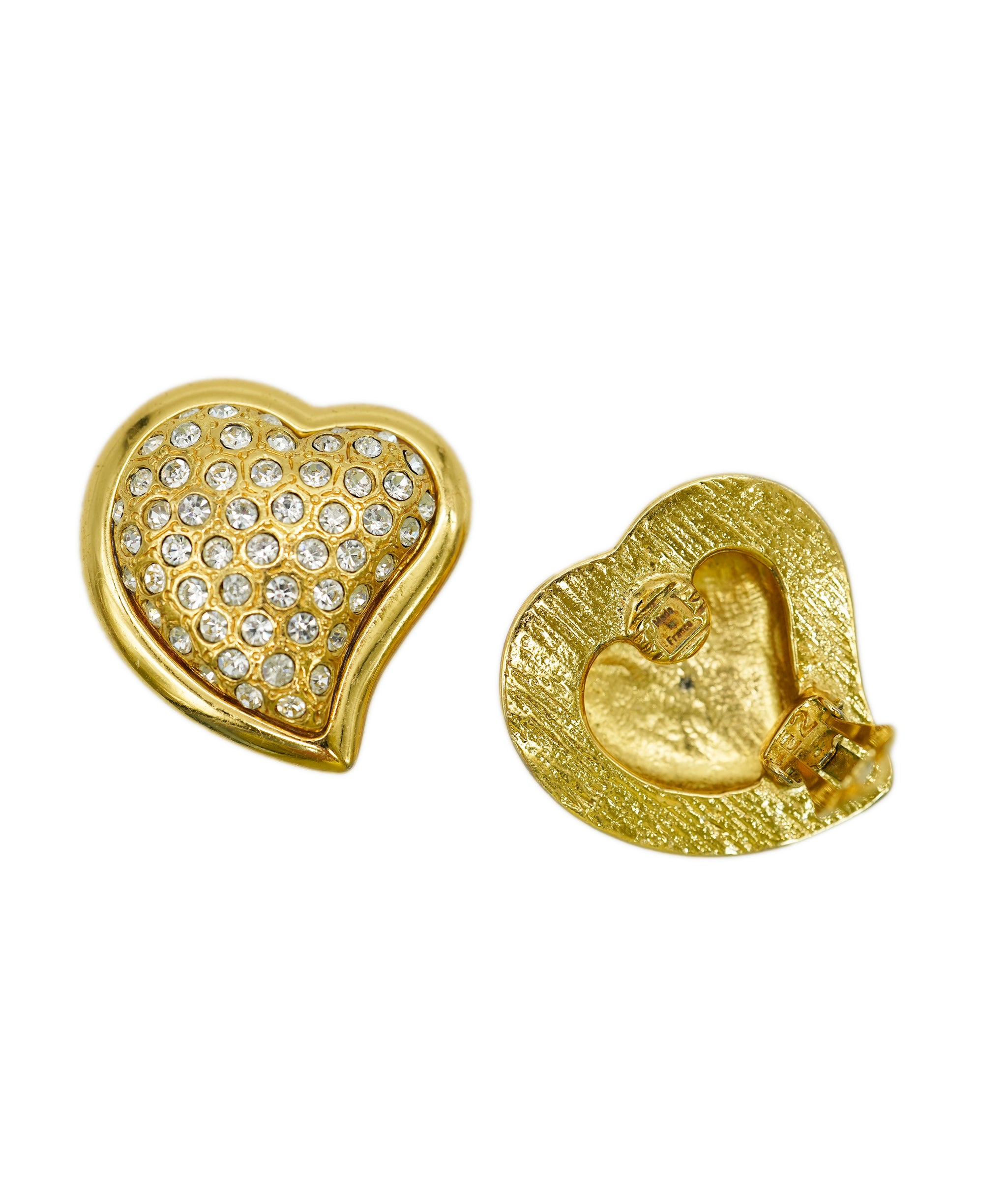 YSL gold and strass heart earrings AGC1762