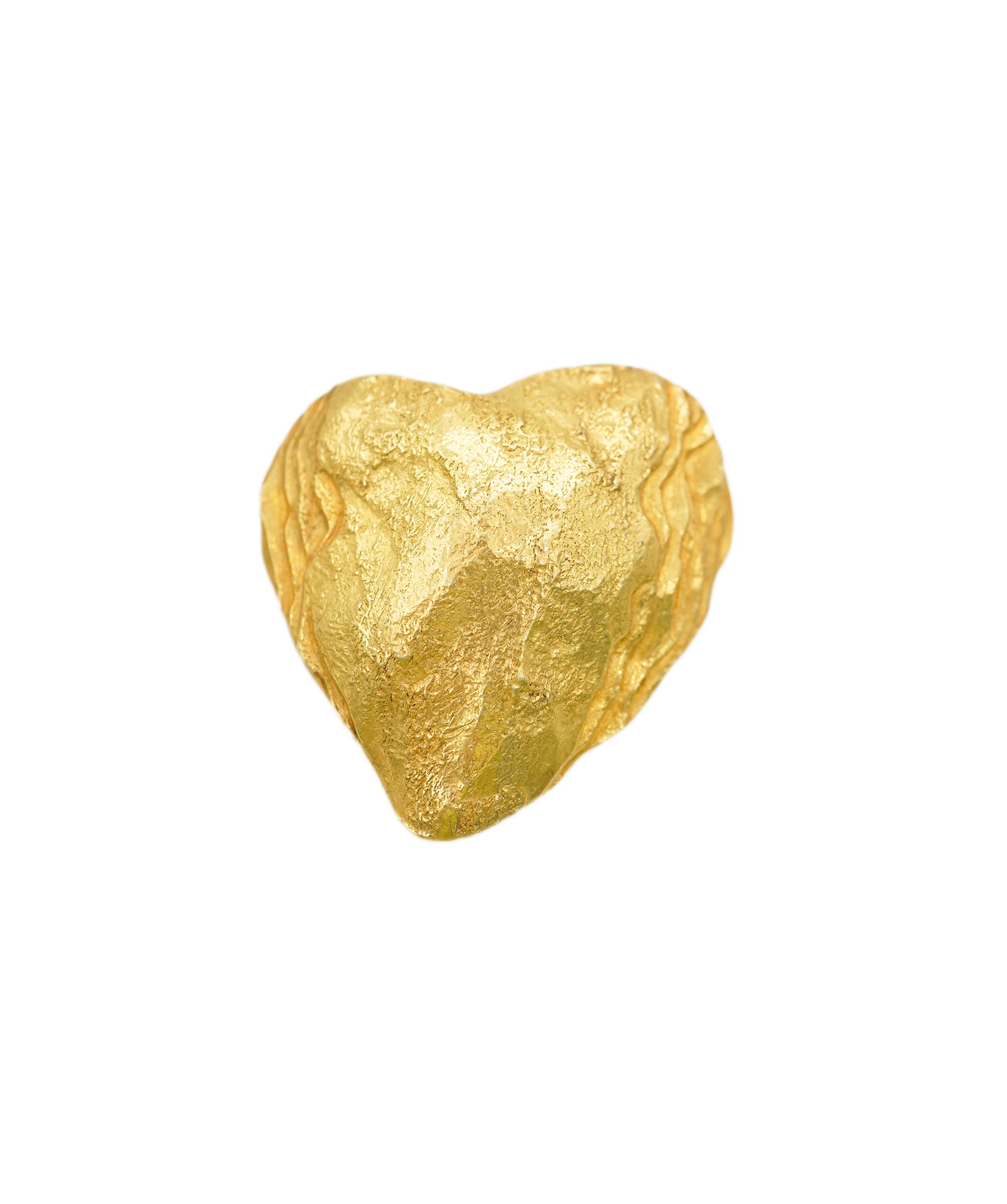 YSL hammered gold metal heart brooch AGC1763