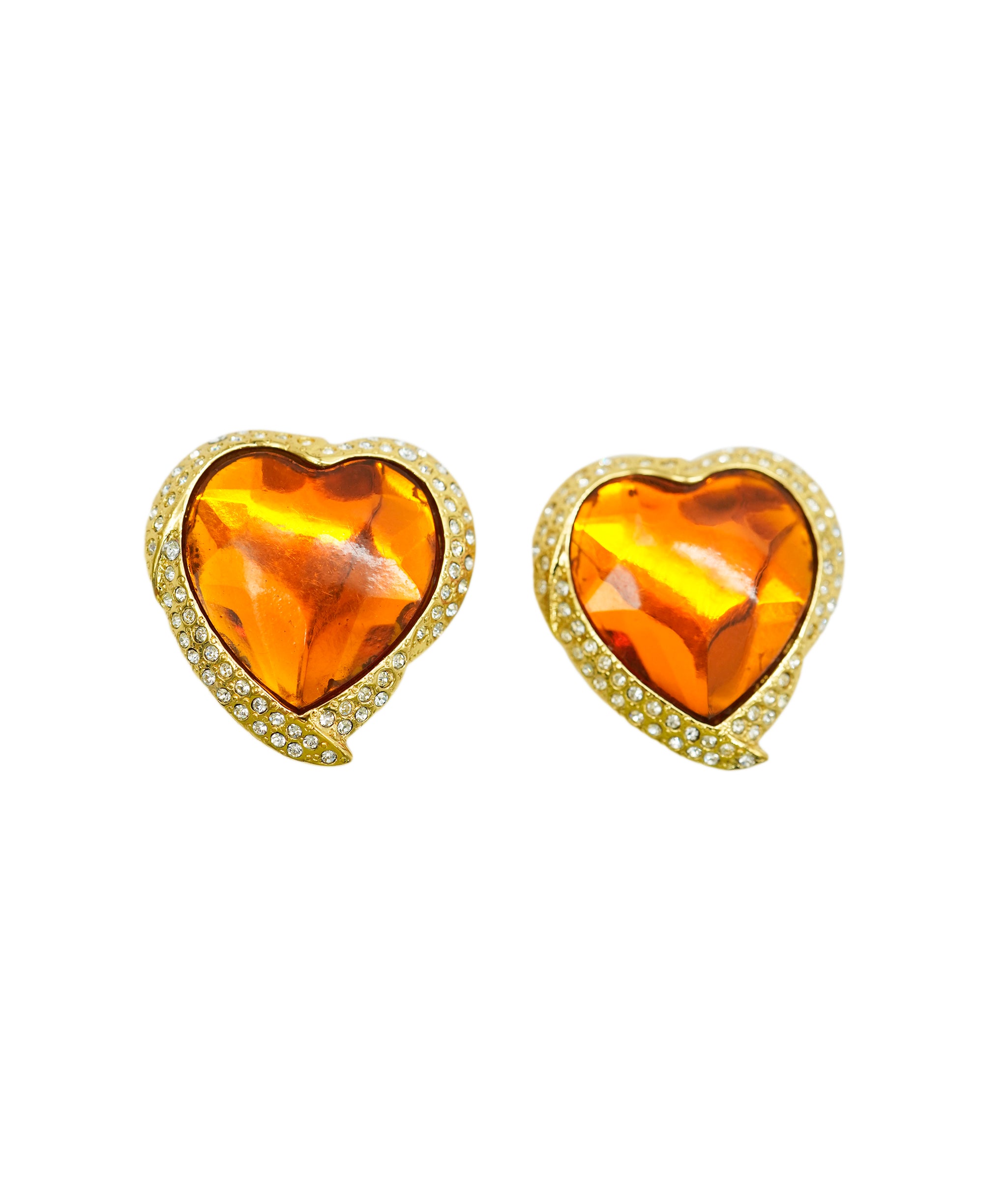 YSL orange heart earrings AGC1757