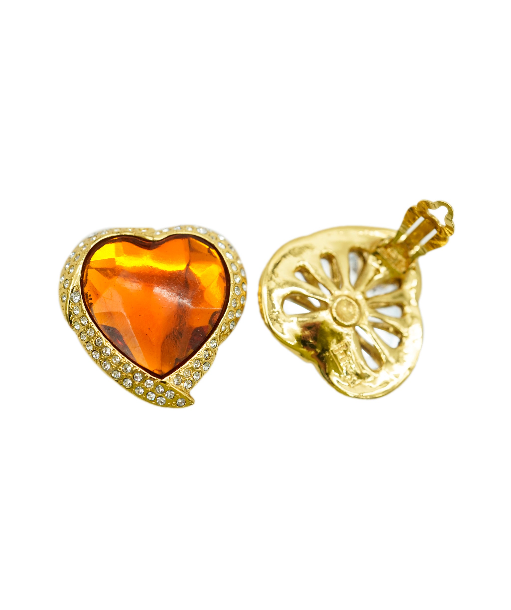 YSL orange heart earrings AGC1757