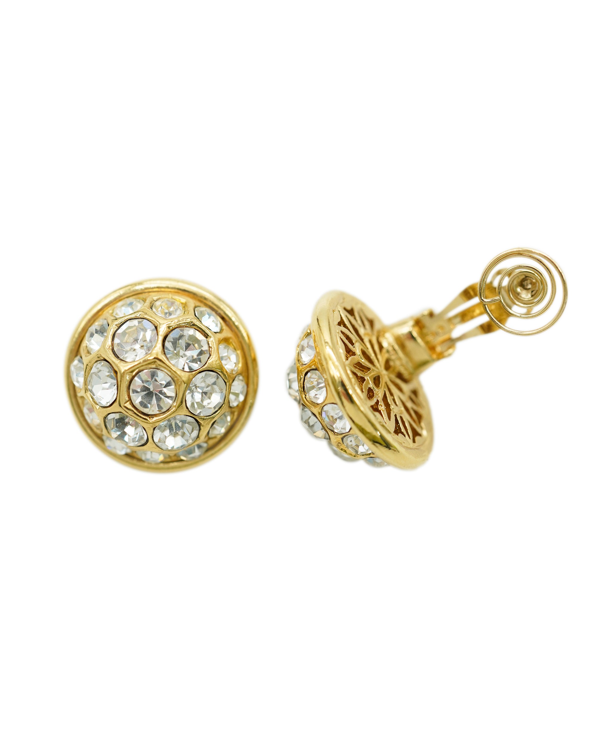 YSL small round gold and strass earrings AGC1750