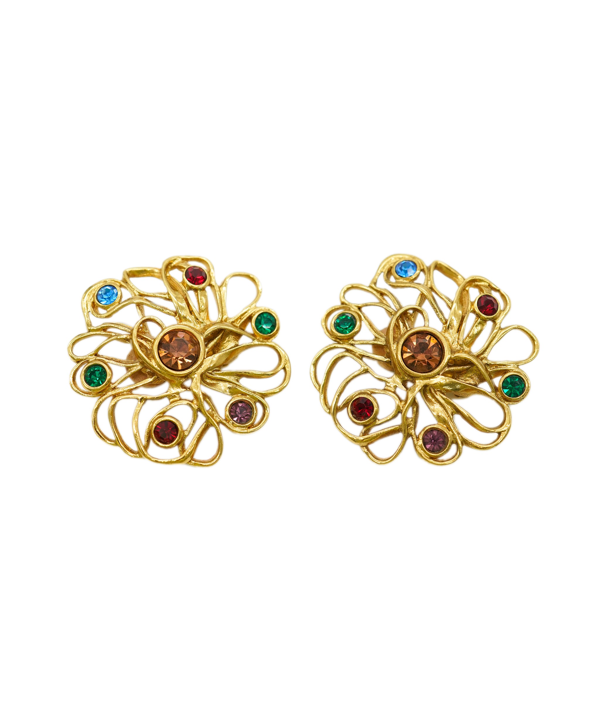 YSL filigree gold and color strass earring AGC1744