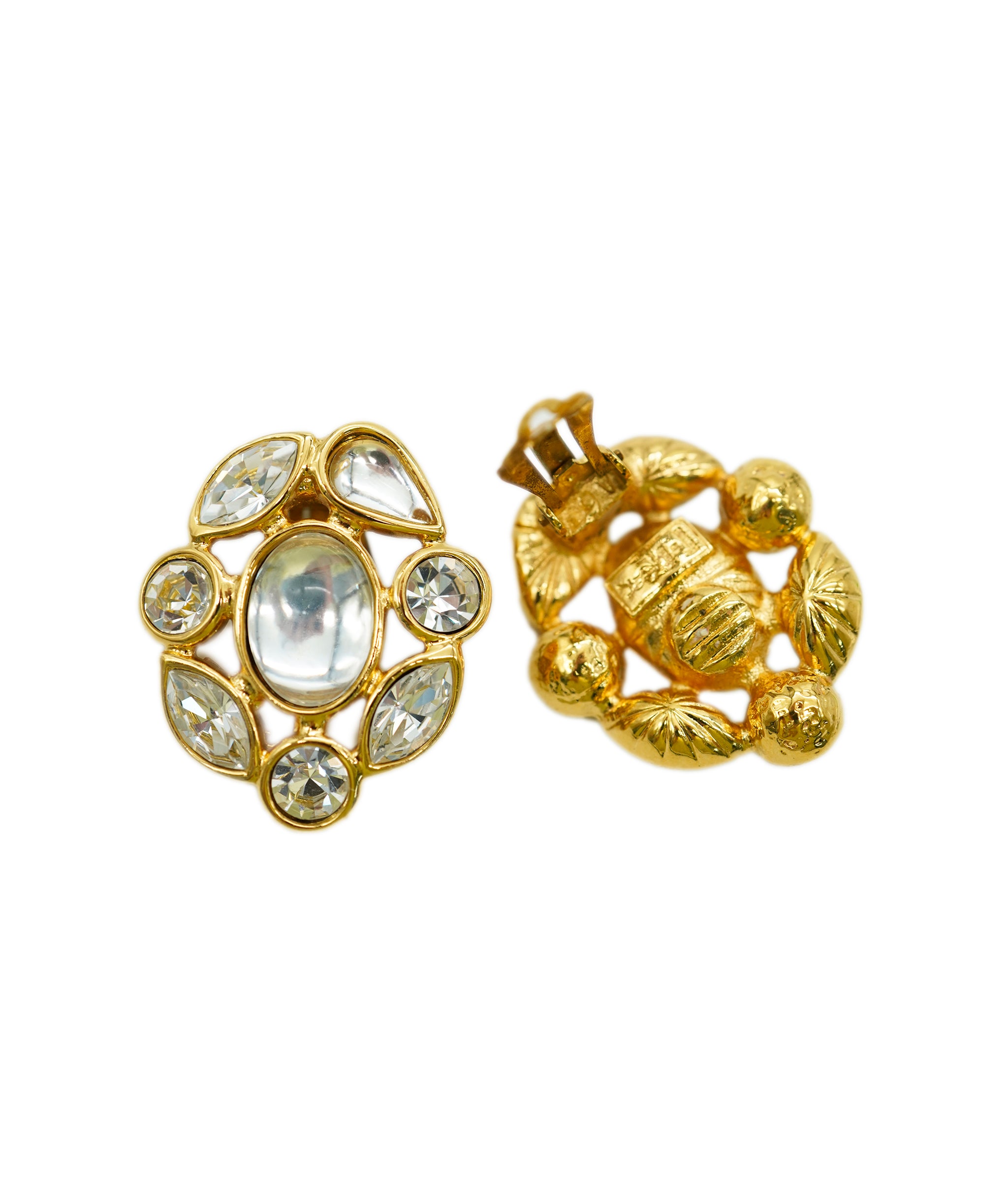 YSL white poured glass and gold earrings AGC1756