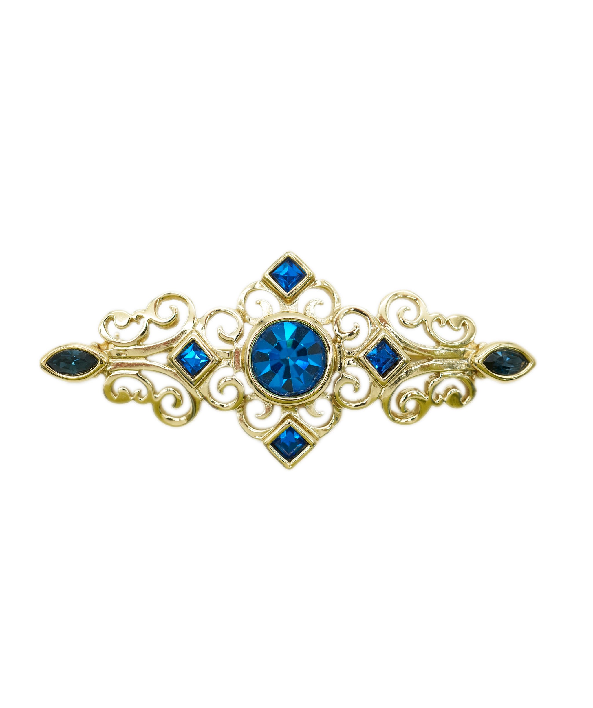 YSL gold and blue strass brooch AGC1764