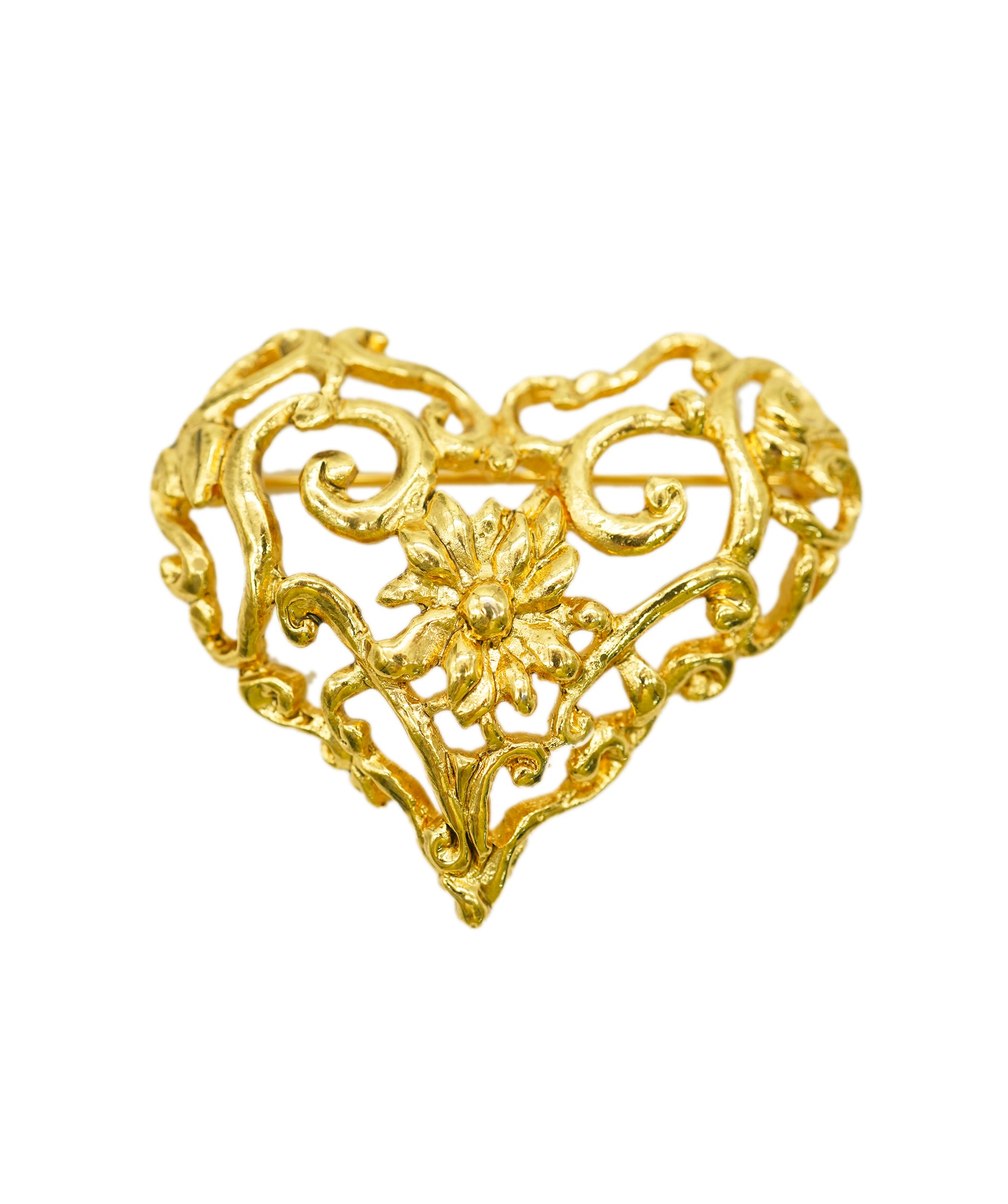 Christian Lacroix Gold heart brooch AGC1739