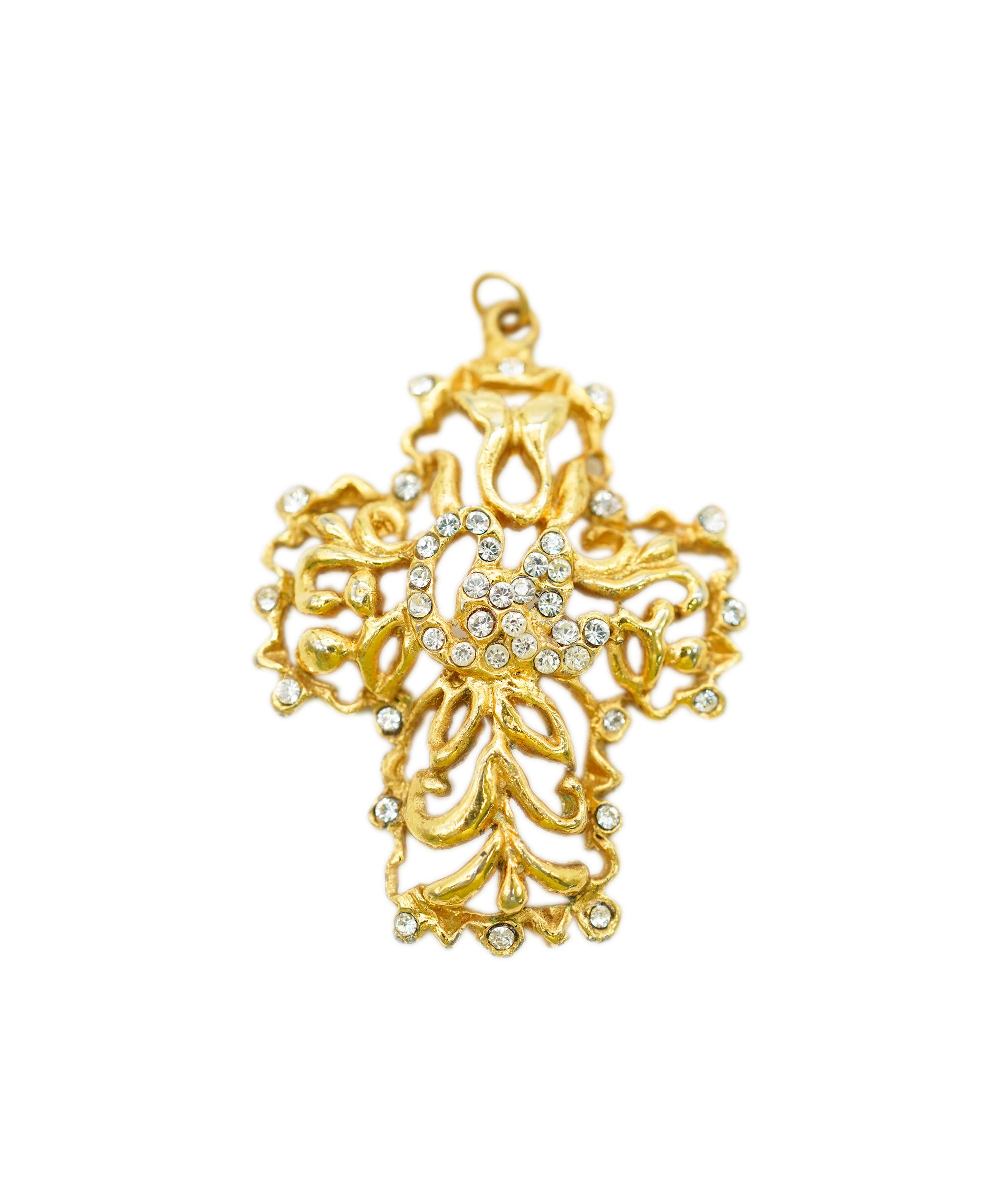 Christian Lacroix gold and strass little cross AGC1730