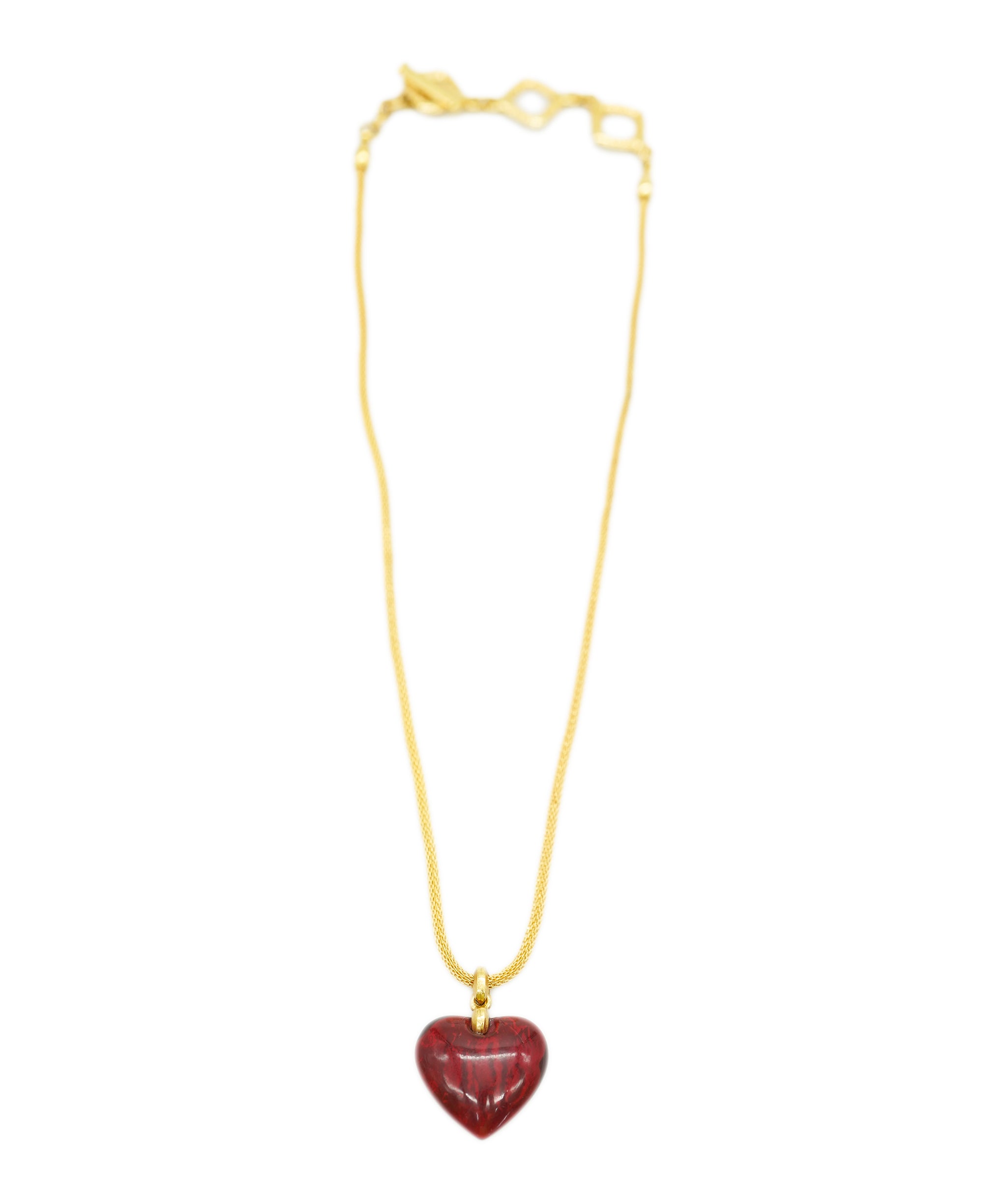 Yves Saint Laurent red resin heart pendant necklace AGC1769