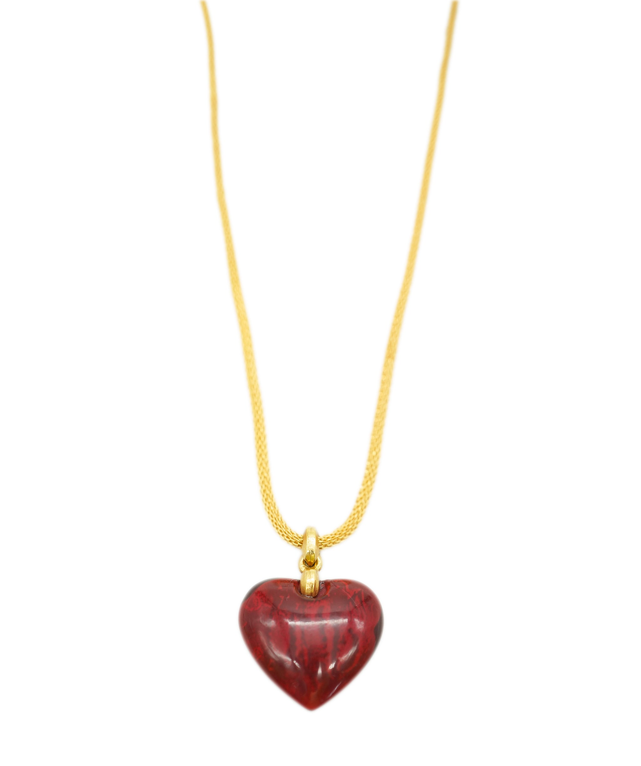 Yves Saint Laurent red resin heart pendant necklace AGC1769