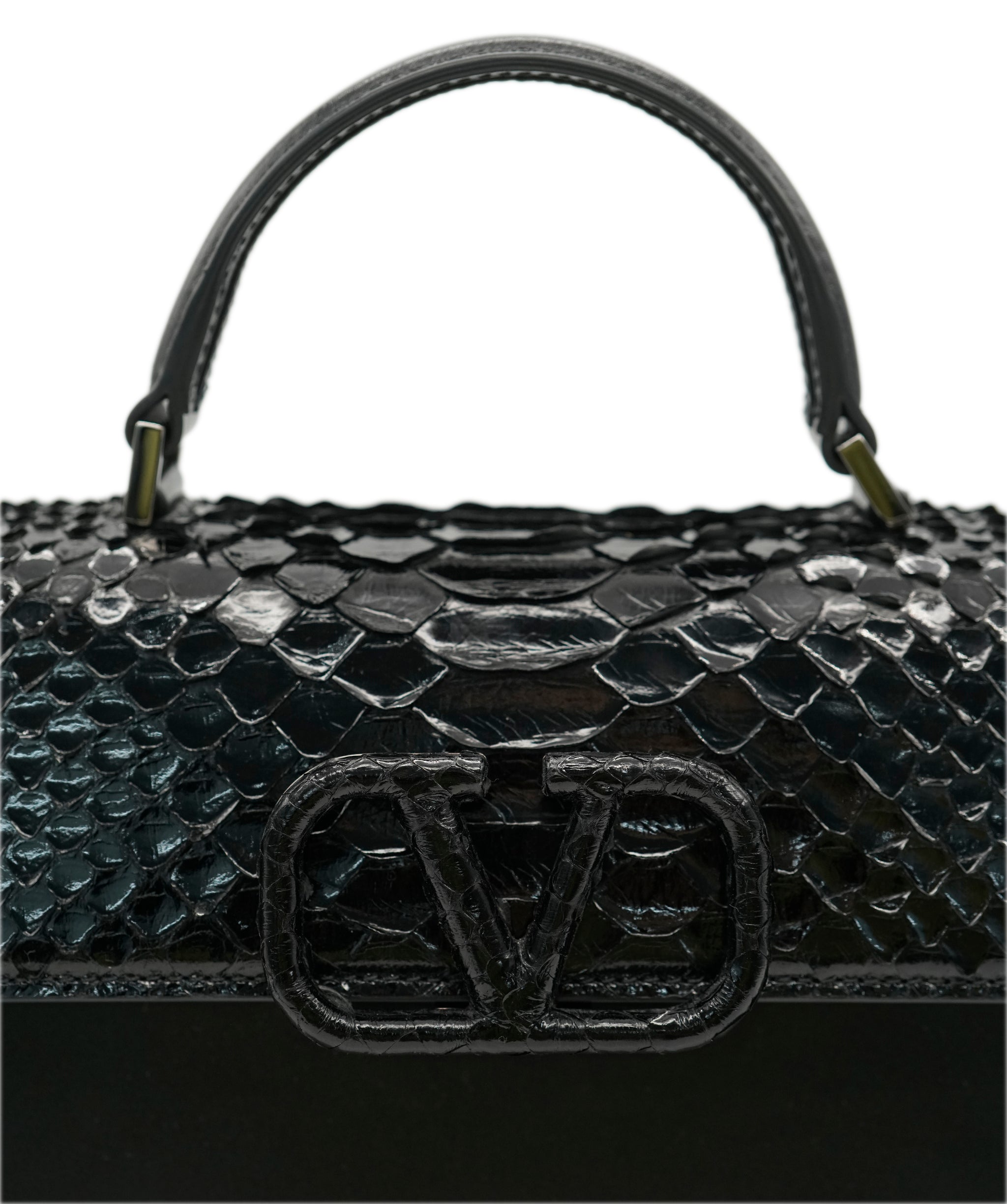 Valentino Black Python Top Handle  ALC1625