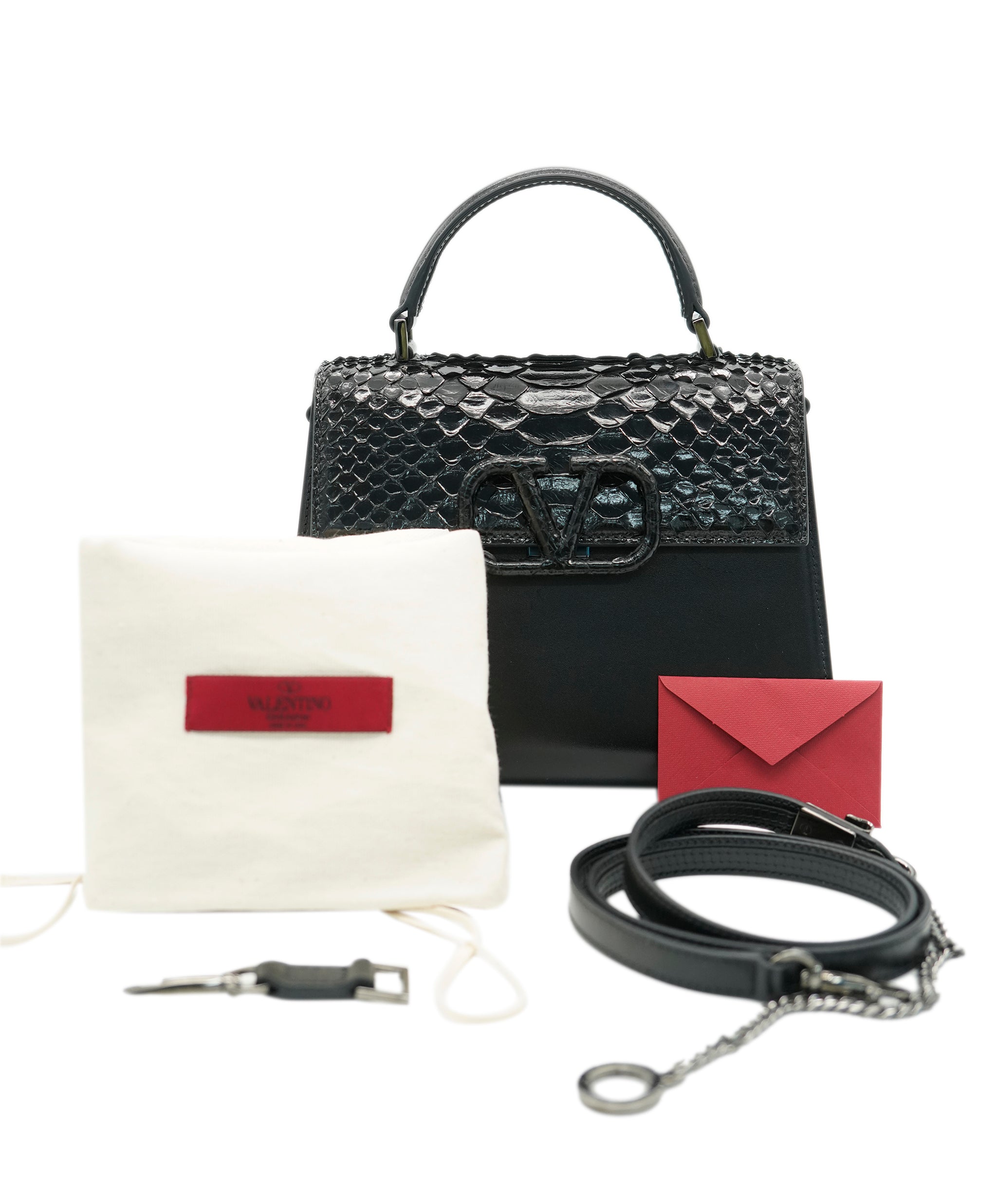 Valentino Black Python Top Handle  ALC1625