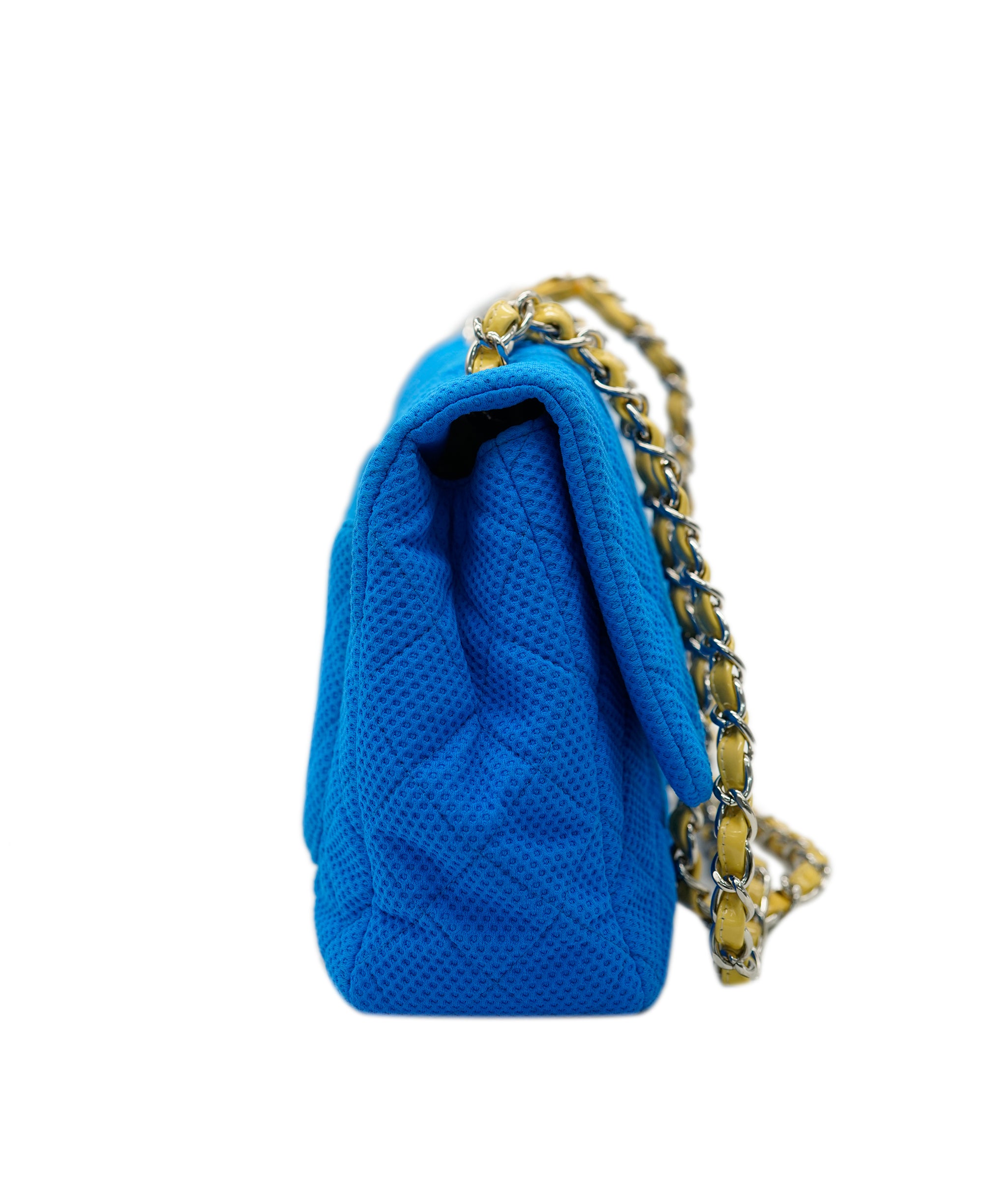 Chanel Blue Fabric Jumbo with Yellow Strap  ALC1598