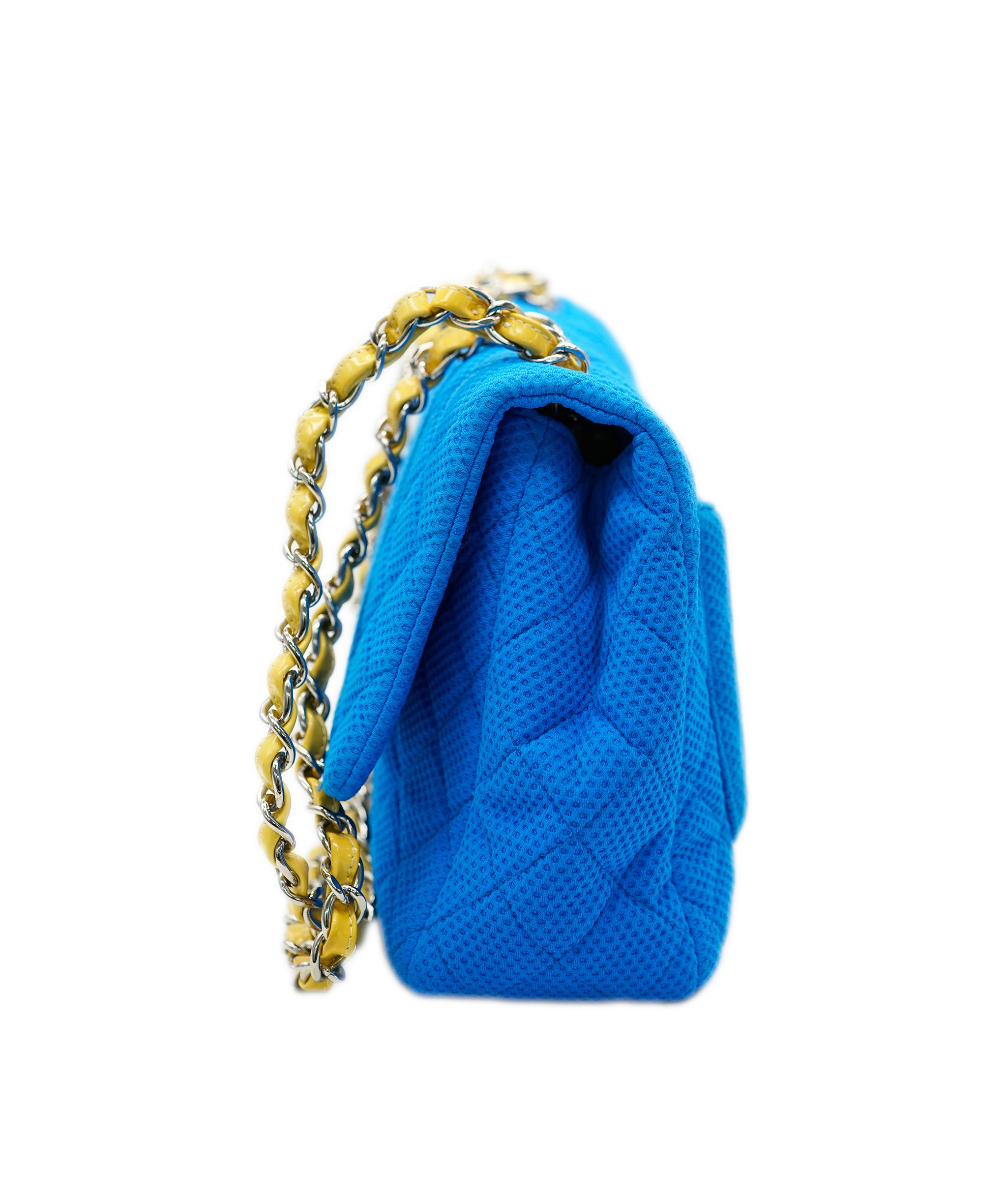 Chanel Blue Fabric Jumbo with Yellow Strap  ALC1598