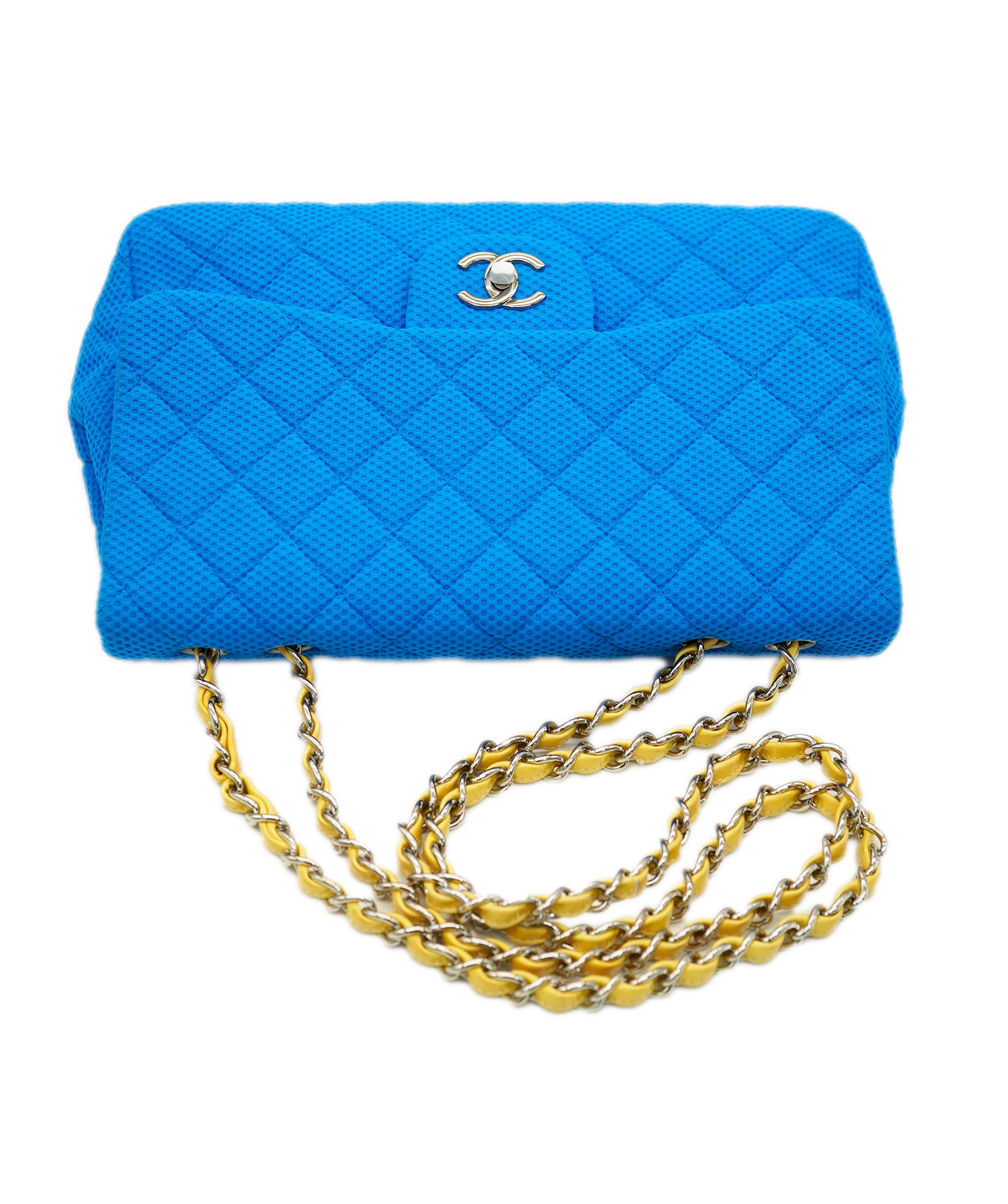 Chanel Blue Fabric Jumbo with Yellow Strap  ALC1598