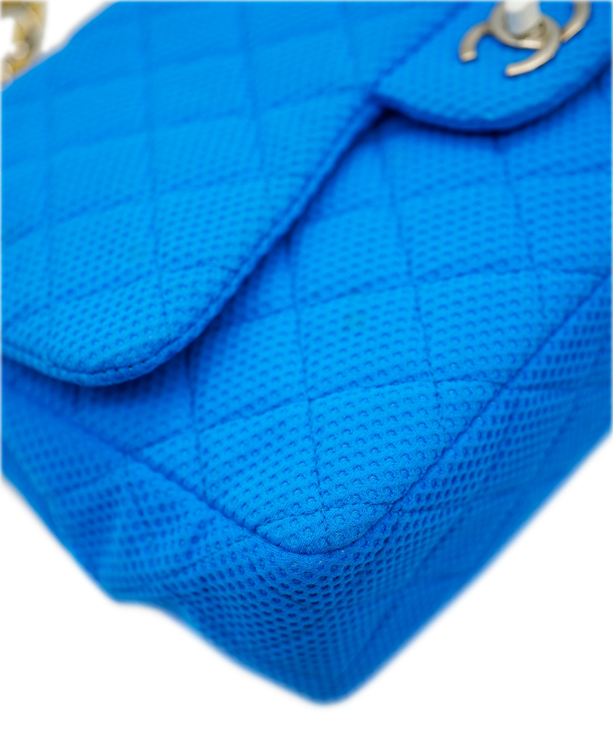 Chanel Blue Fabric Jumbo with Yellow Strap  ALC1598