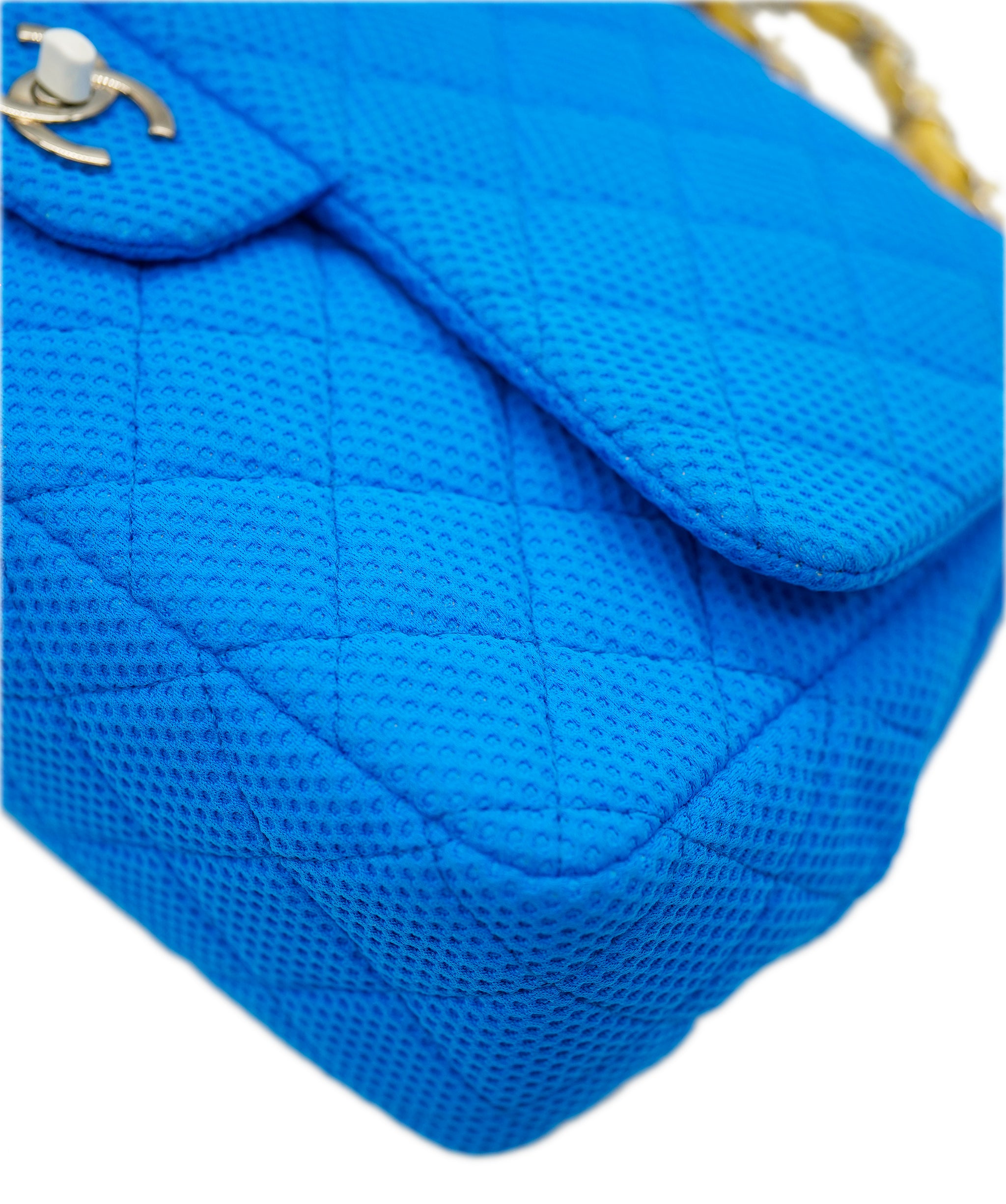 Chanel Blue Fabric Jumbo with Yellow Strap  ALC1598