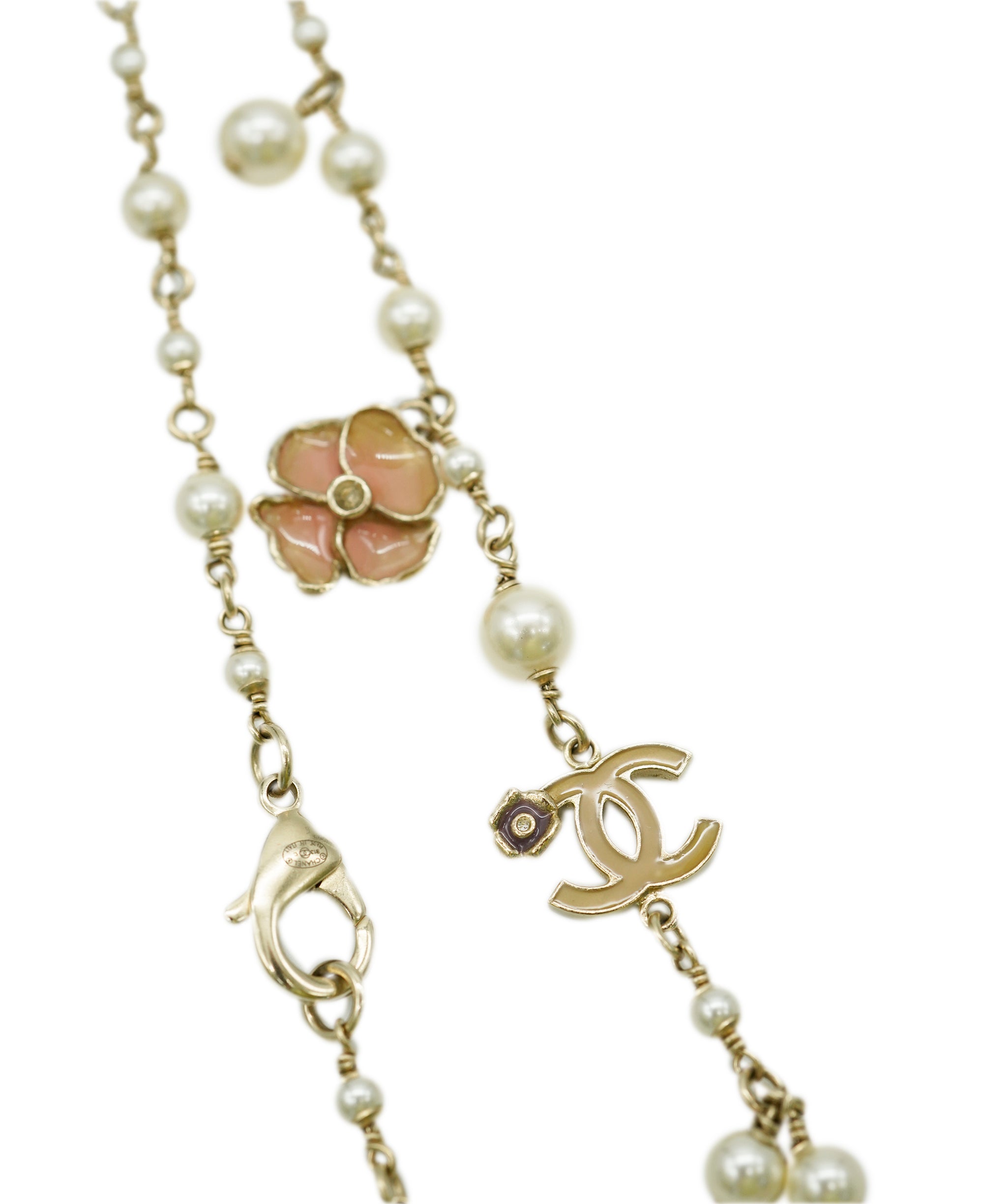 Chanel Camellia Long Necklace With Pearls  ALC1626