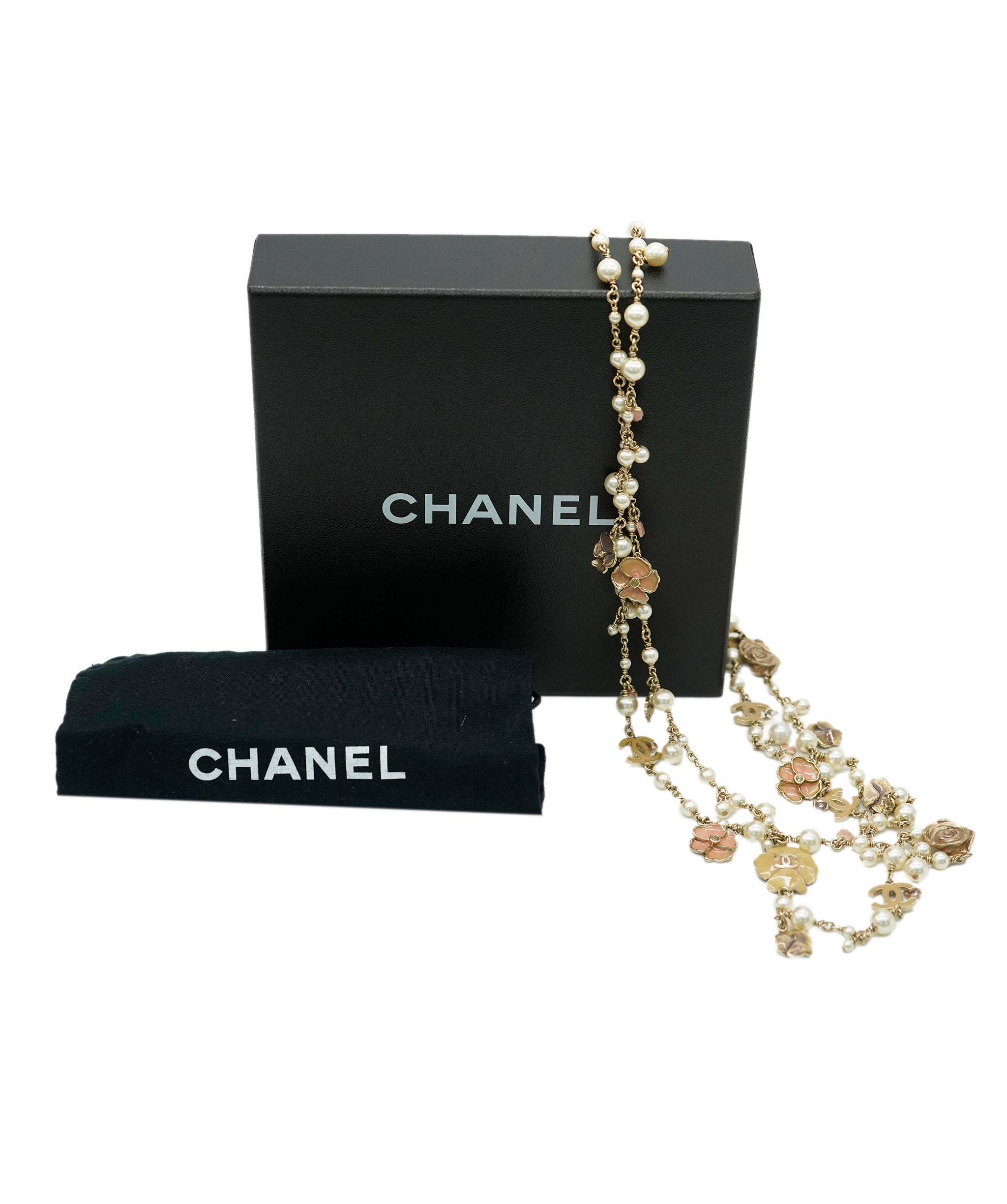 Chanel Camellia Long Necklace With Pearls  ALC1626