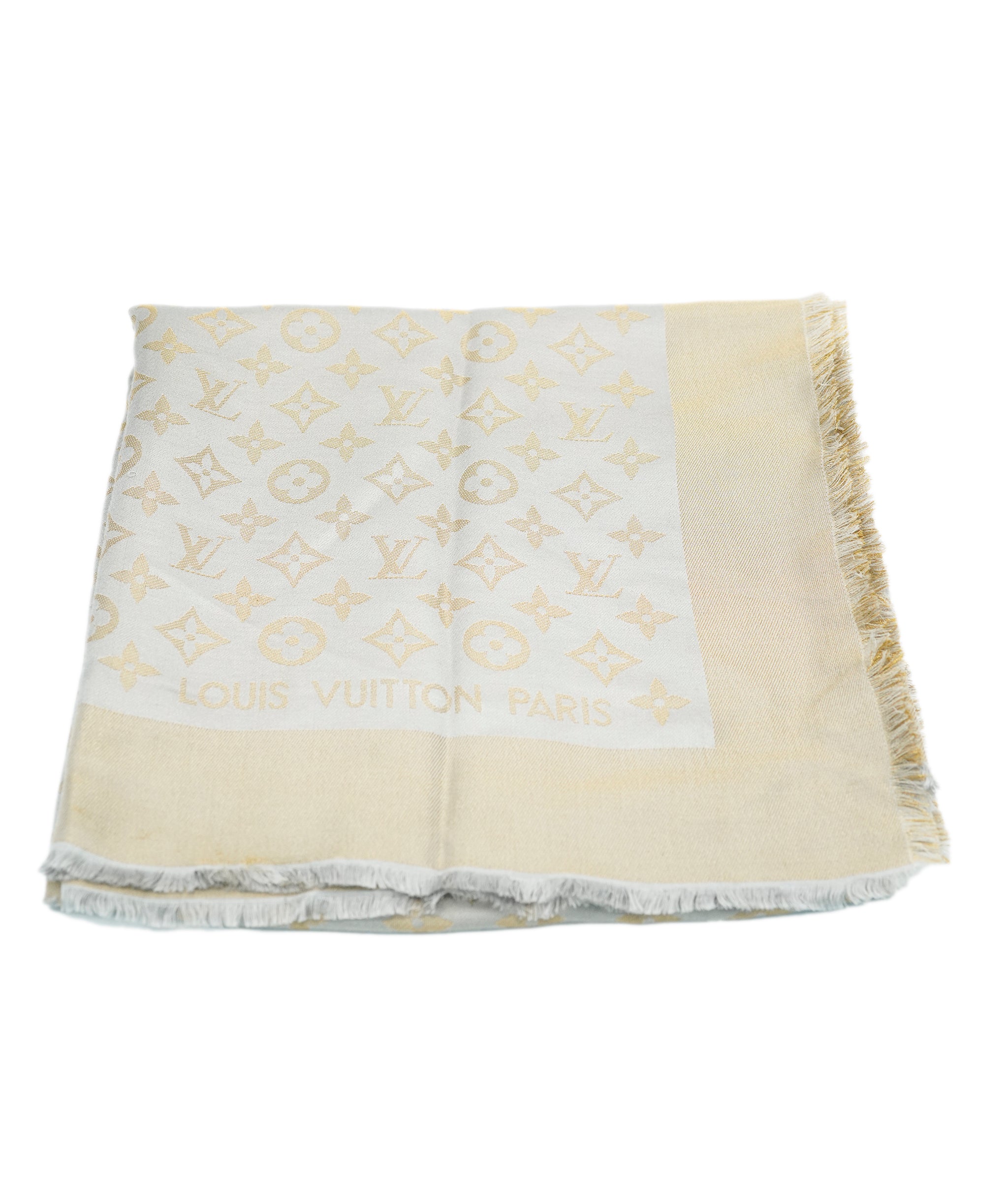 Louis Vuitton Monogram Gold and Blue Silk Scarf  ALC1878