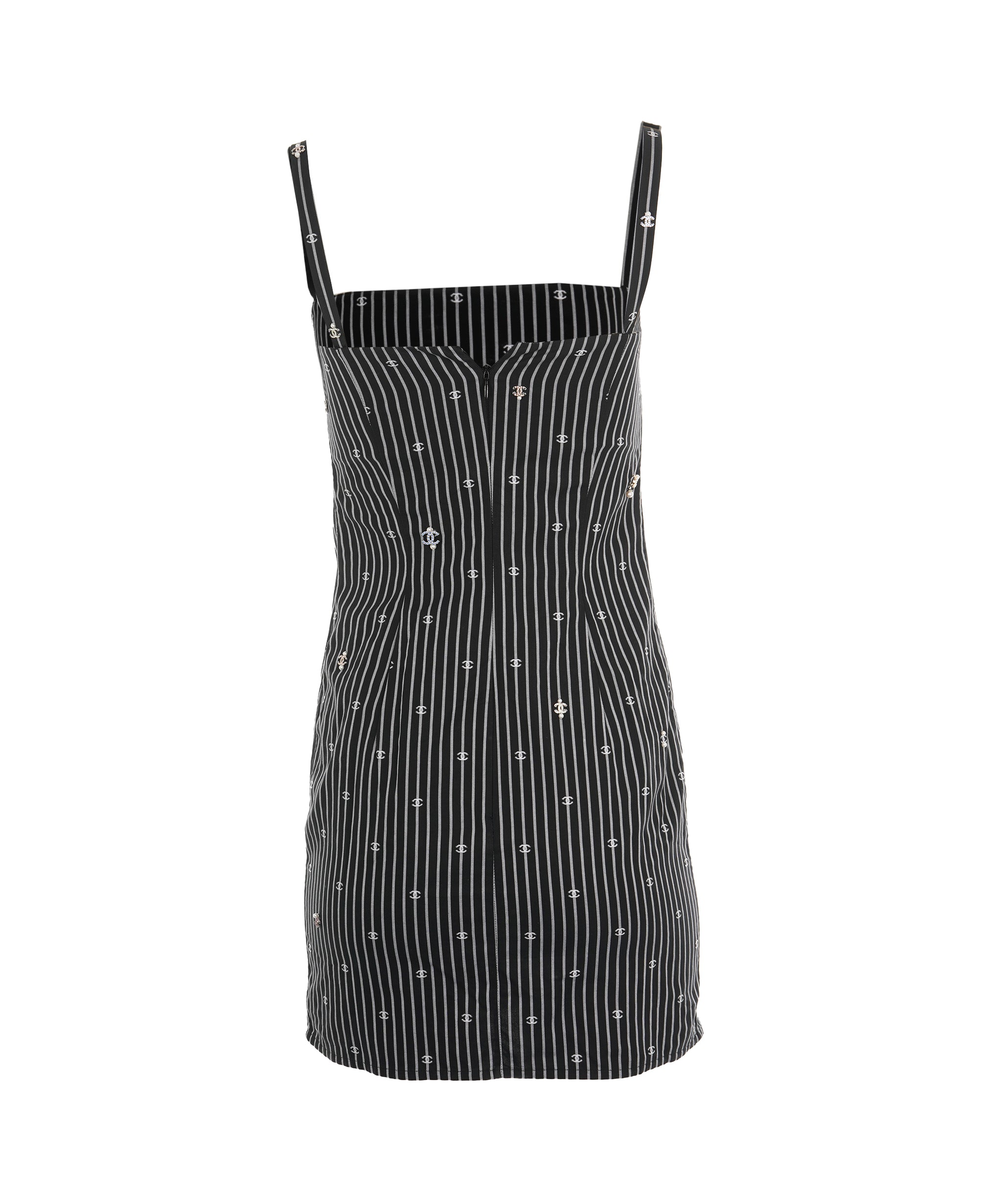 Rare Chanel 21 Pinstripe Crystal CC Mini Dress ALC1887