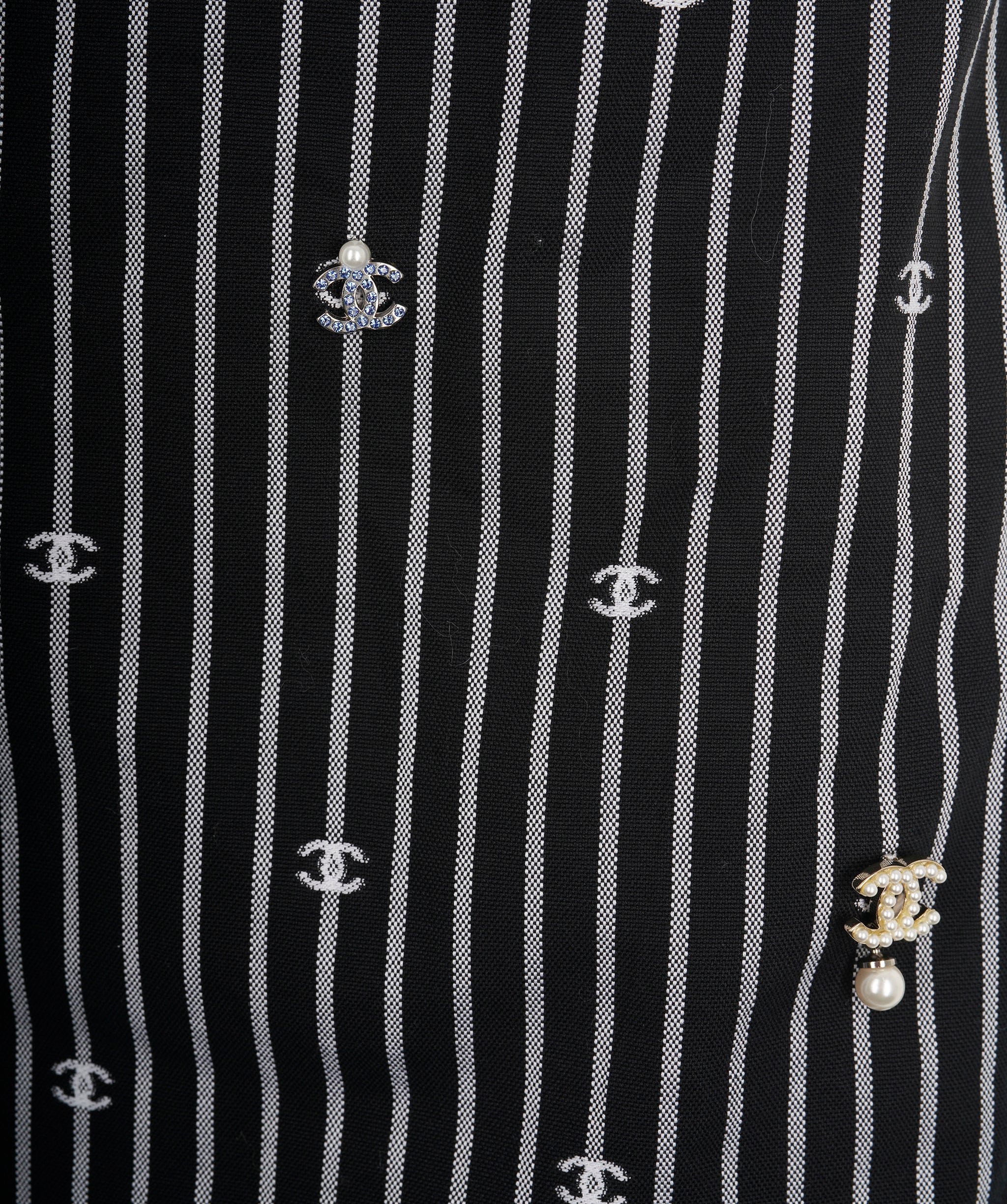 Rare Chanel 21 Pinstripe Crystal CC Mini Dress ALC1887