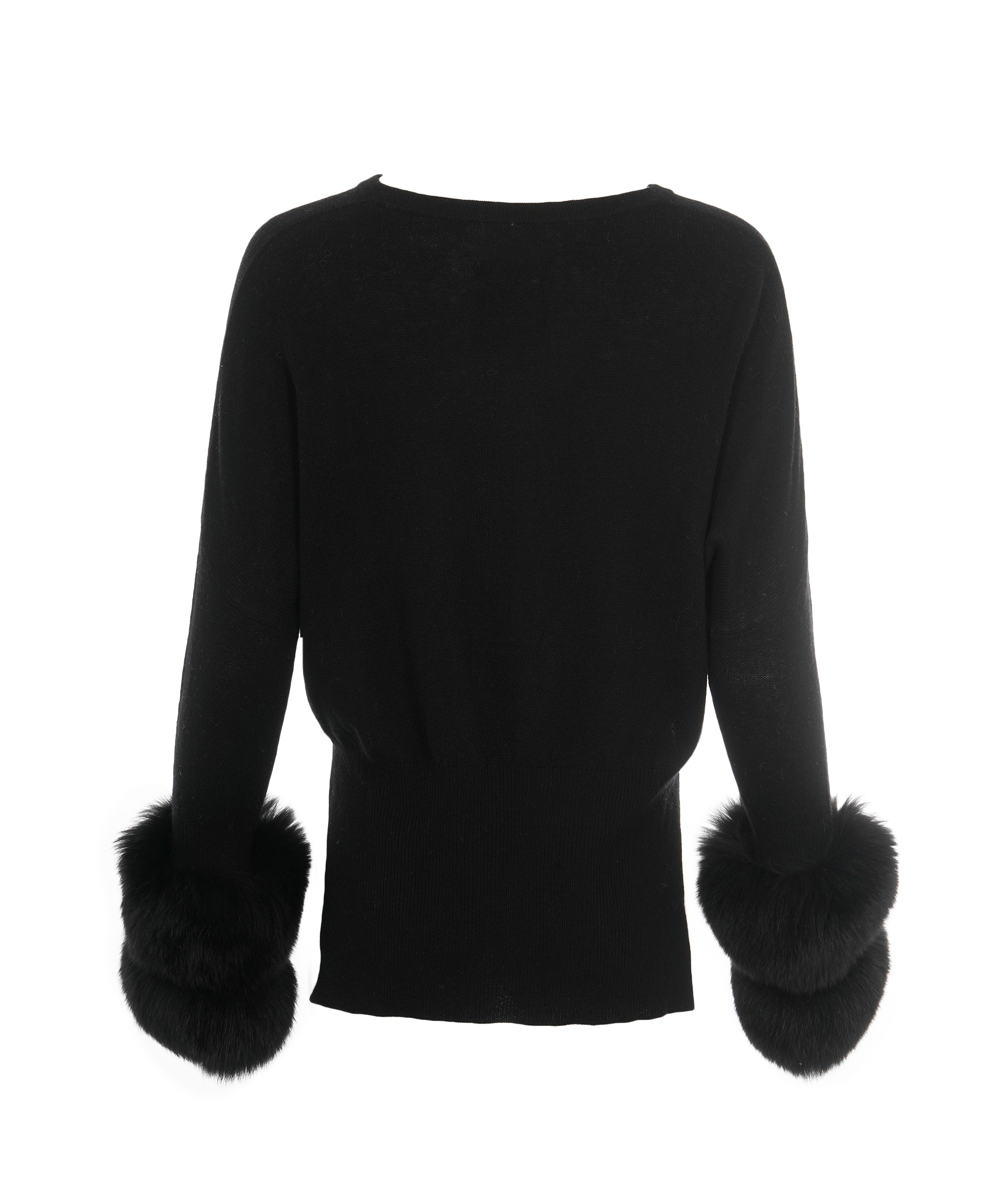 Izaak Azanei Black Jumper with Fur Cuff Sleeves  ALC1901