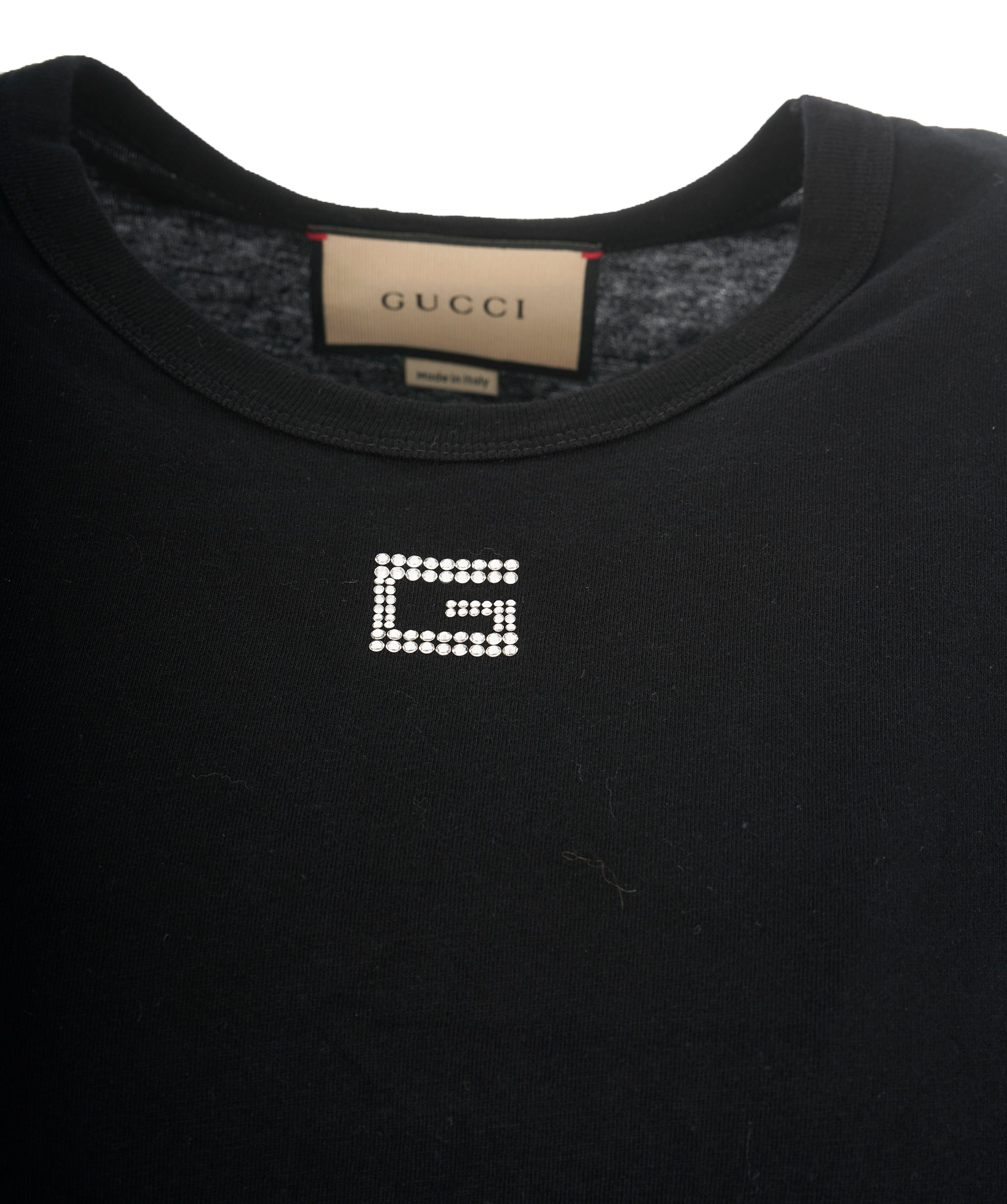 Gucci Black Emebllished G Short Sleeve Crop Top ABL0002