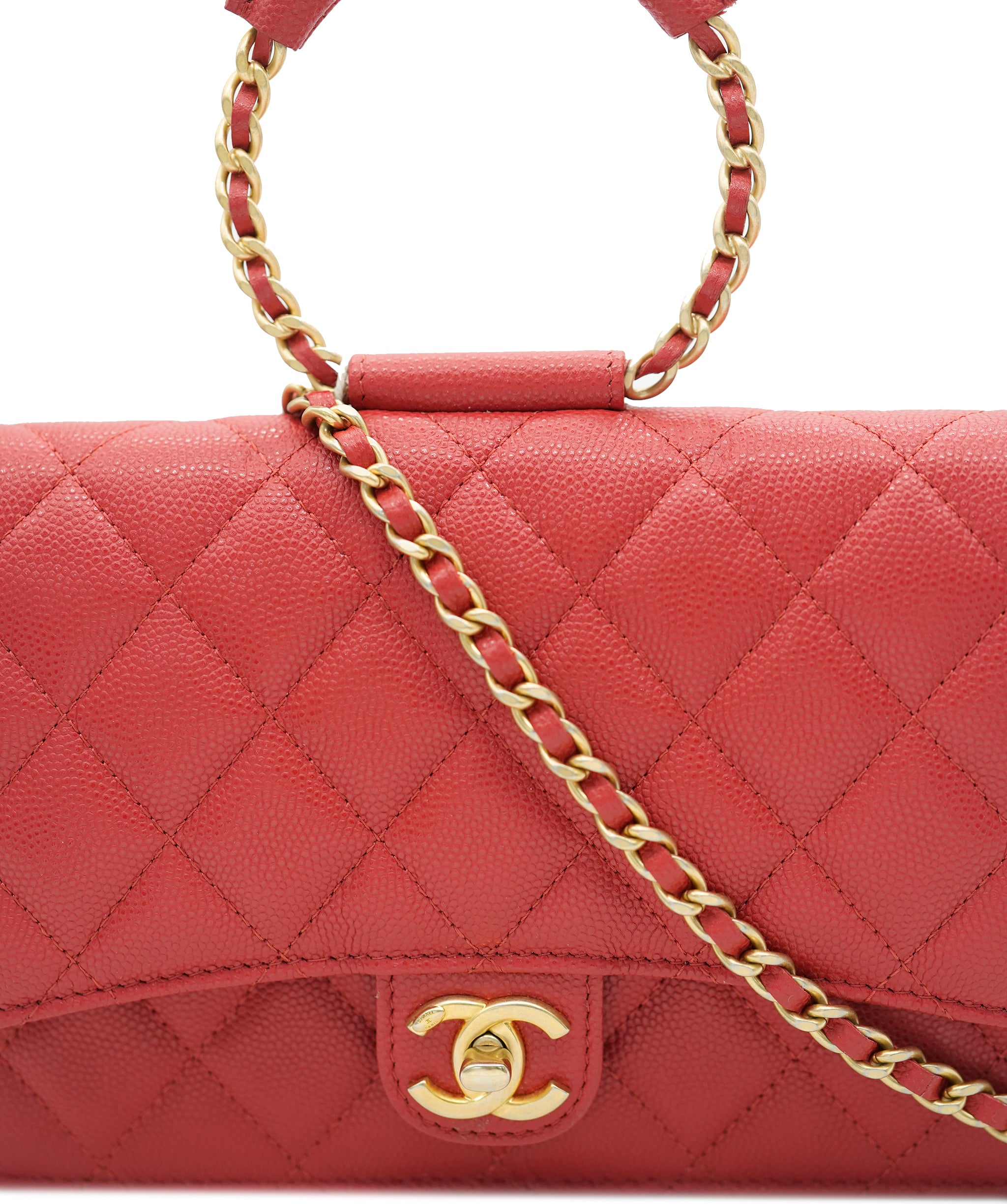 Chanel Red Caviar Top Handle Crossbody Bag  ALC1900