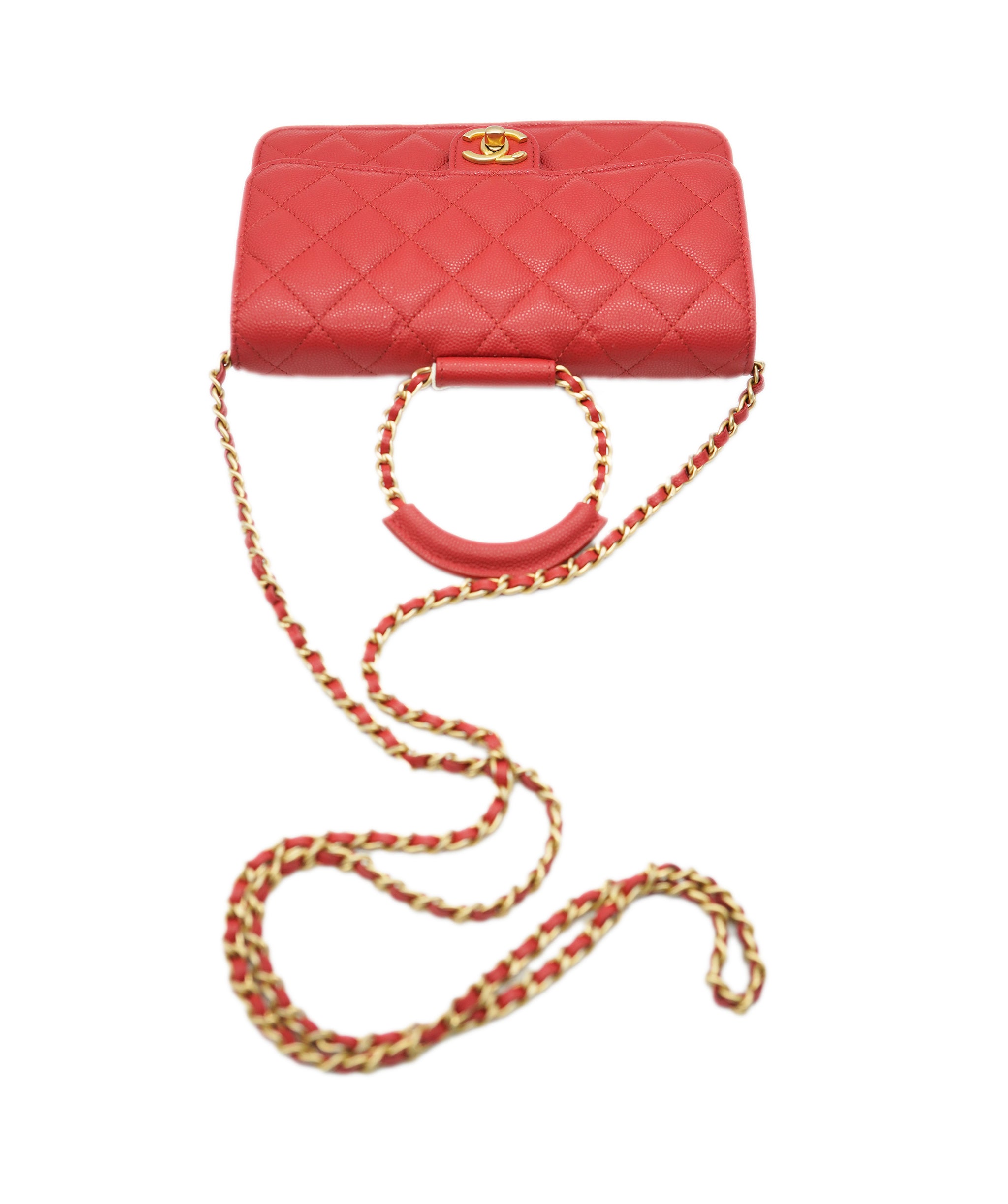 Chanel Red Caviar Top Handle Crossbody Bag  ALC1900