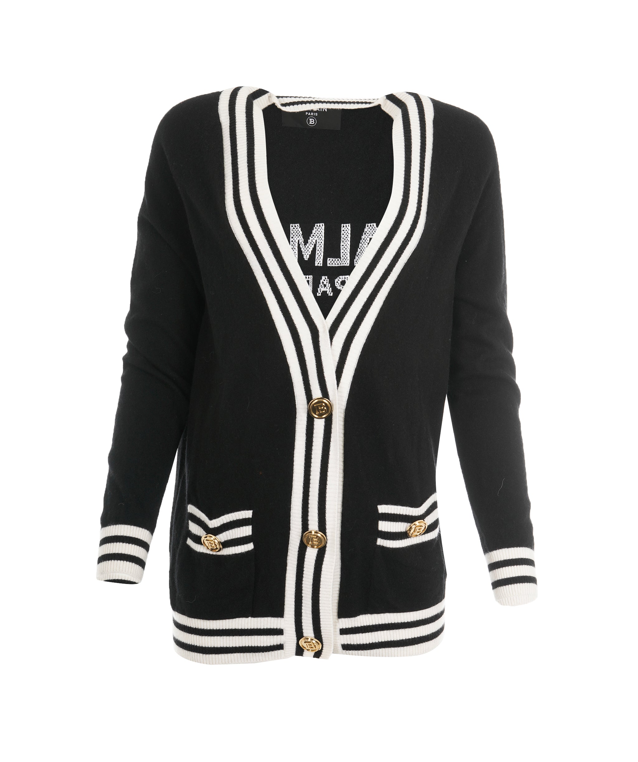 Balmain Black and White Knit Cardigan ALC1918