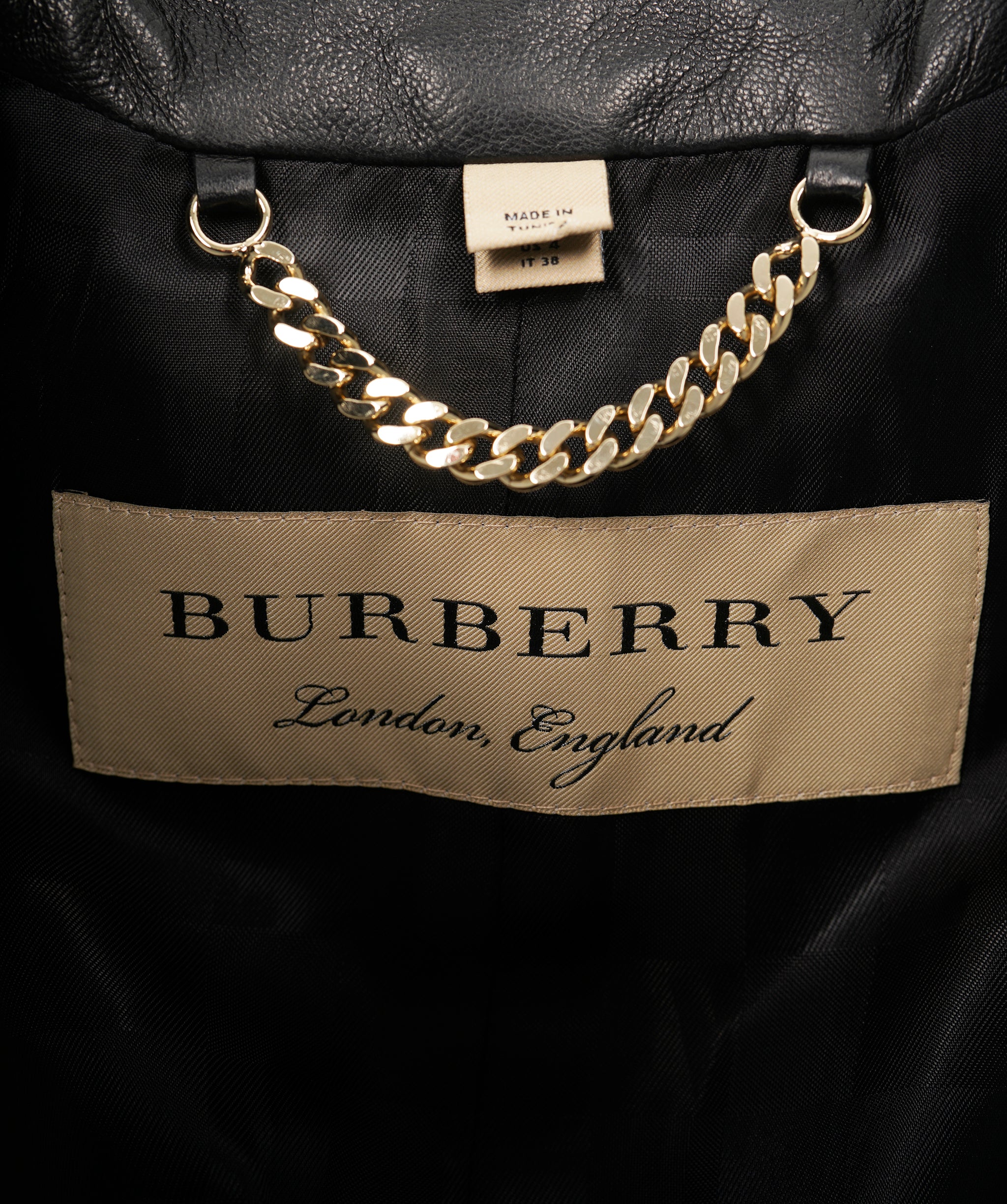 Burberry Double Breasted Leather Short Belted Coat ALC1942