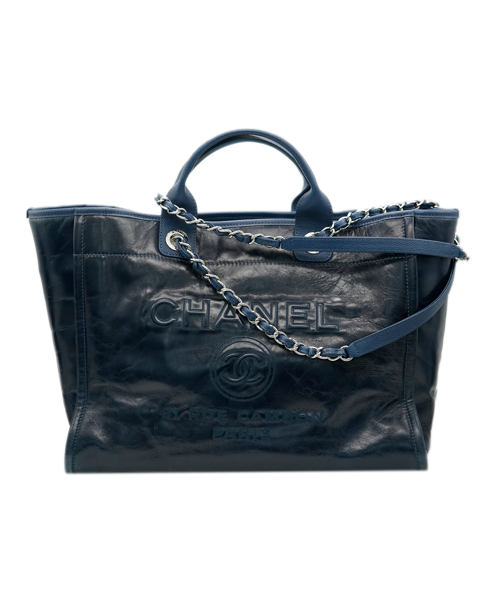 Chanel Deauville Navy Large Silver Hardware Bag  ALC1638