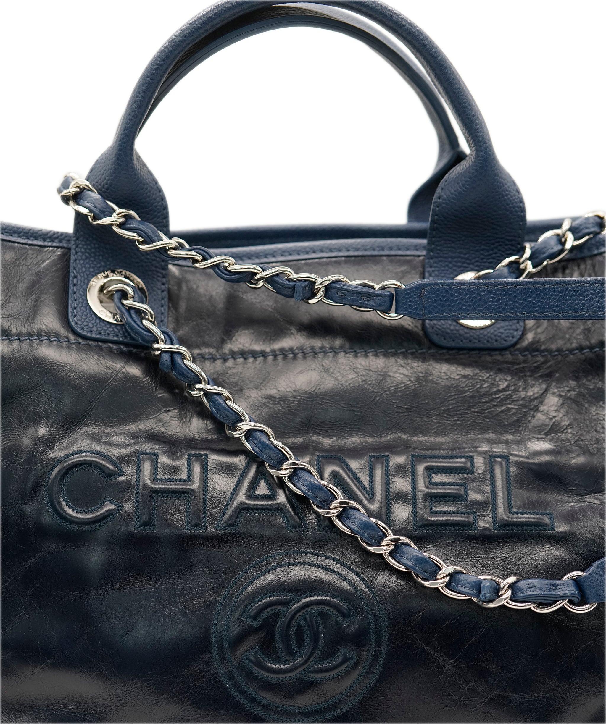 Chanel Deauville Navy Large Silver Hardware Bag  ALC1638